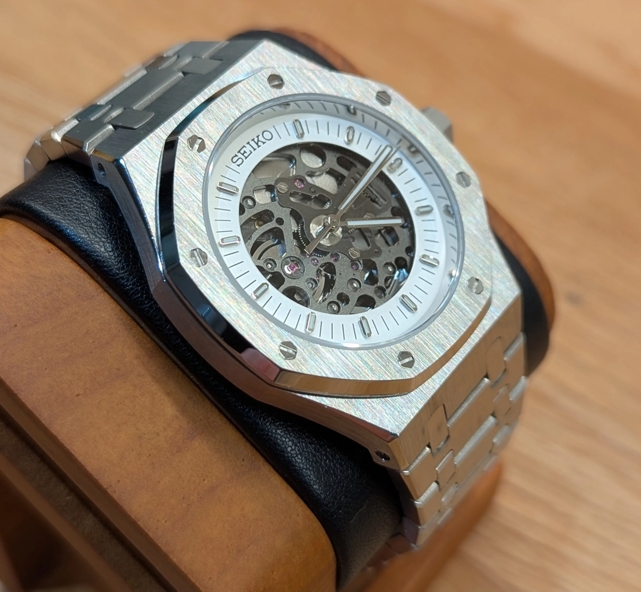 Royal Seikoak Seiko MOD watch with white Skeleton Dial