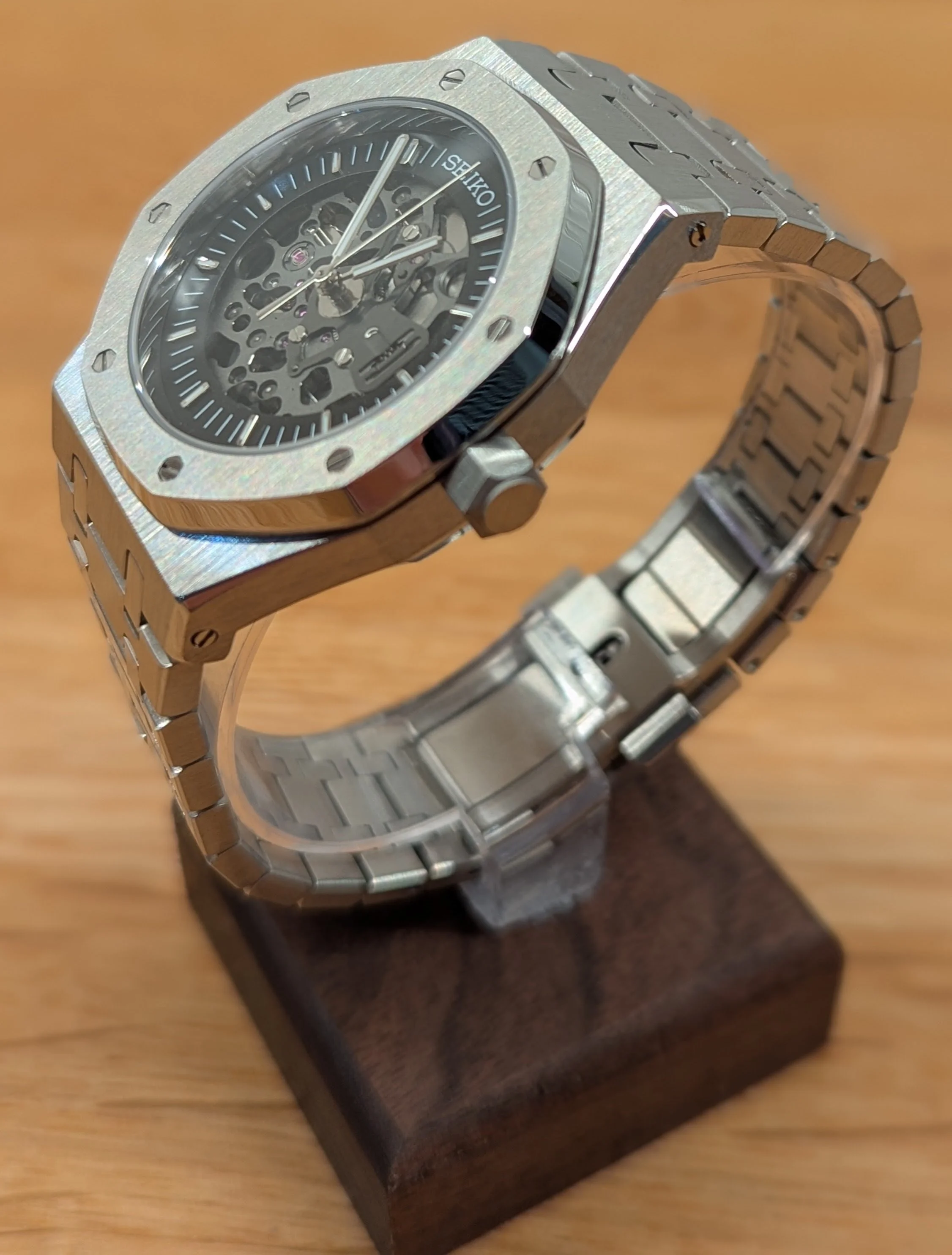 Seiko Seikoak royal oak octagonal integrated bracelet  skeleton dial