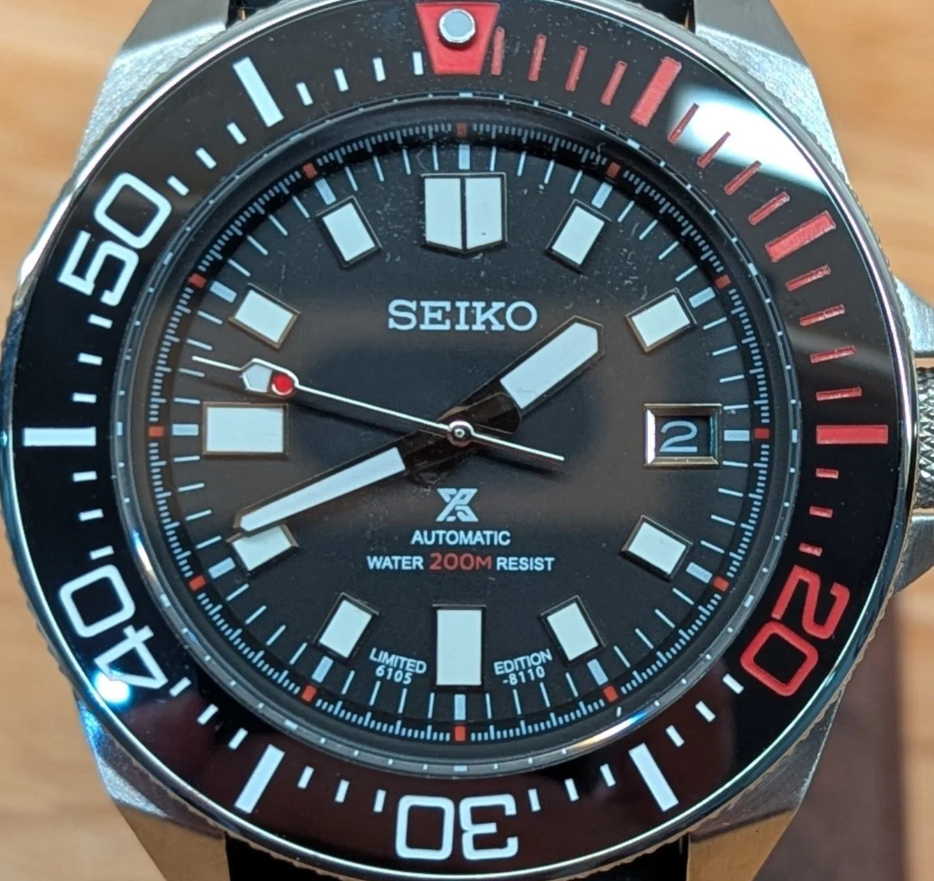 Seiko Samurai Bloodmoon black red dive watch
