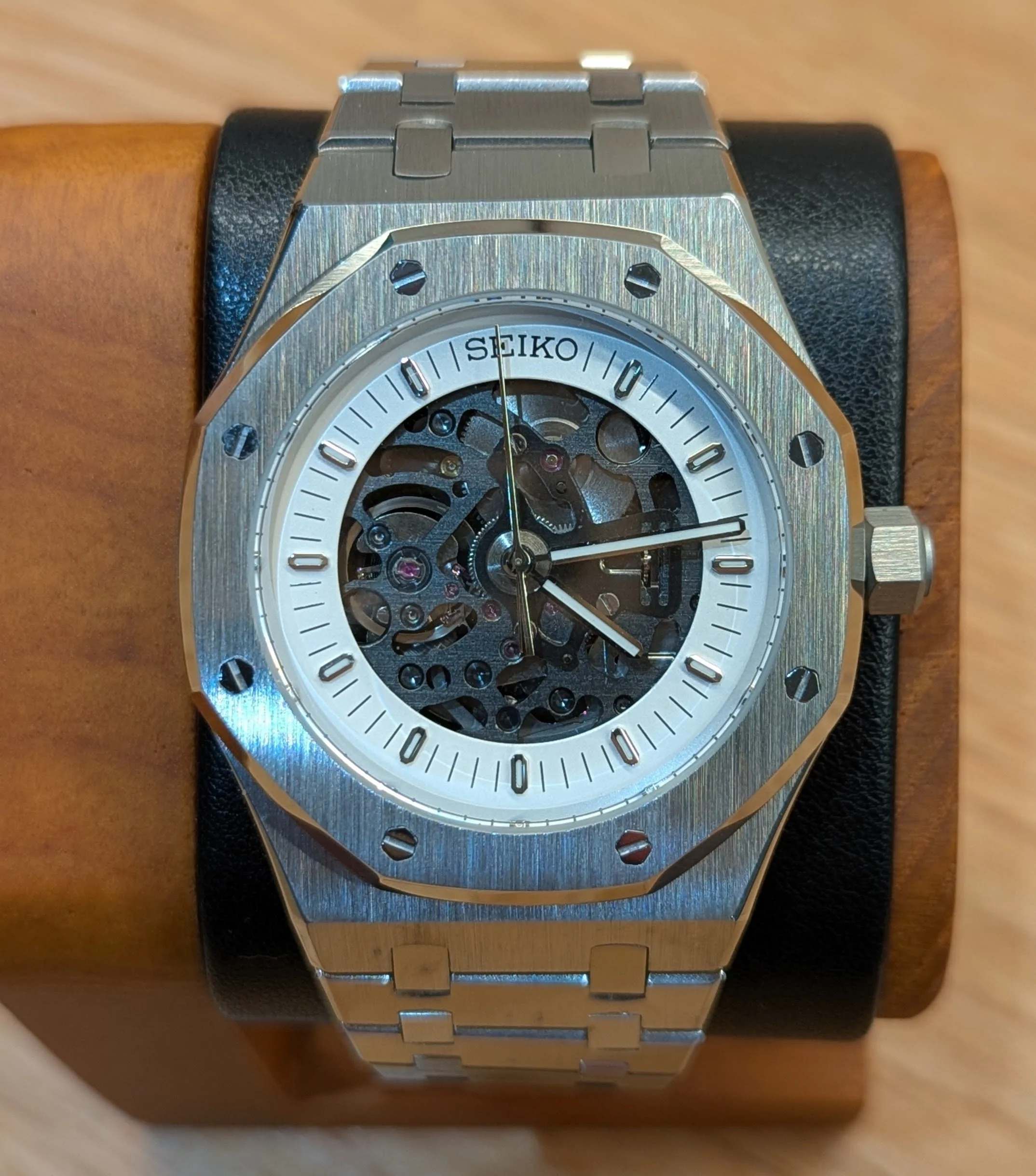 Seiko Seikoak royal oak octagonal integrated bracelet  skeleton dial
