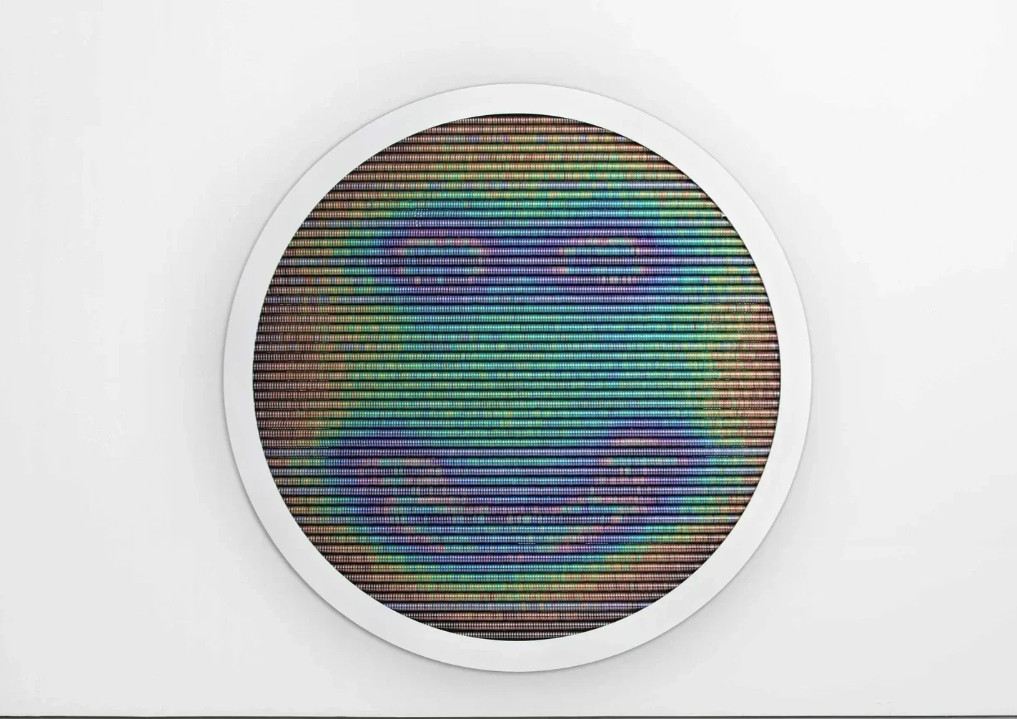 Mood, 2022. 1.8x1.8m. Powder coated steel frame with 10,000 mood rings controlled by programmable heat pads