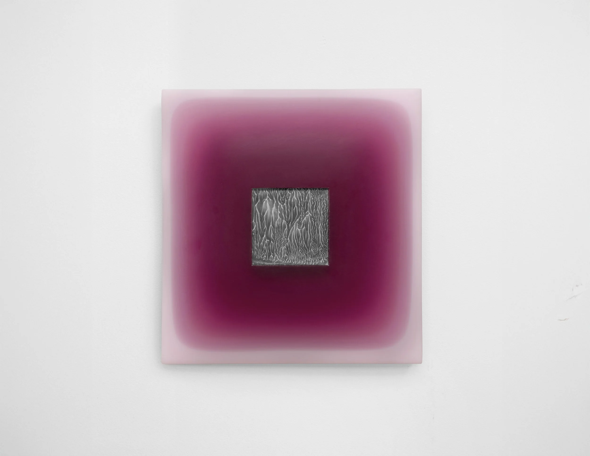Breathe, Work IV, 2026. 25.5x25.5x10cm. 1000 grit sandpaper, resin, pigments