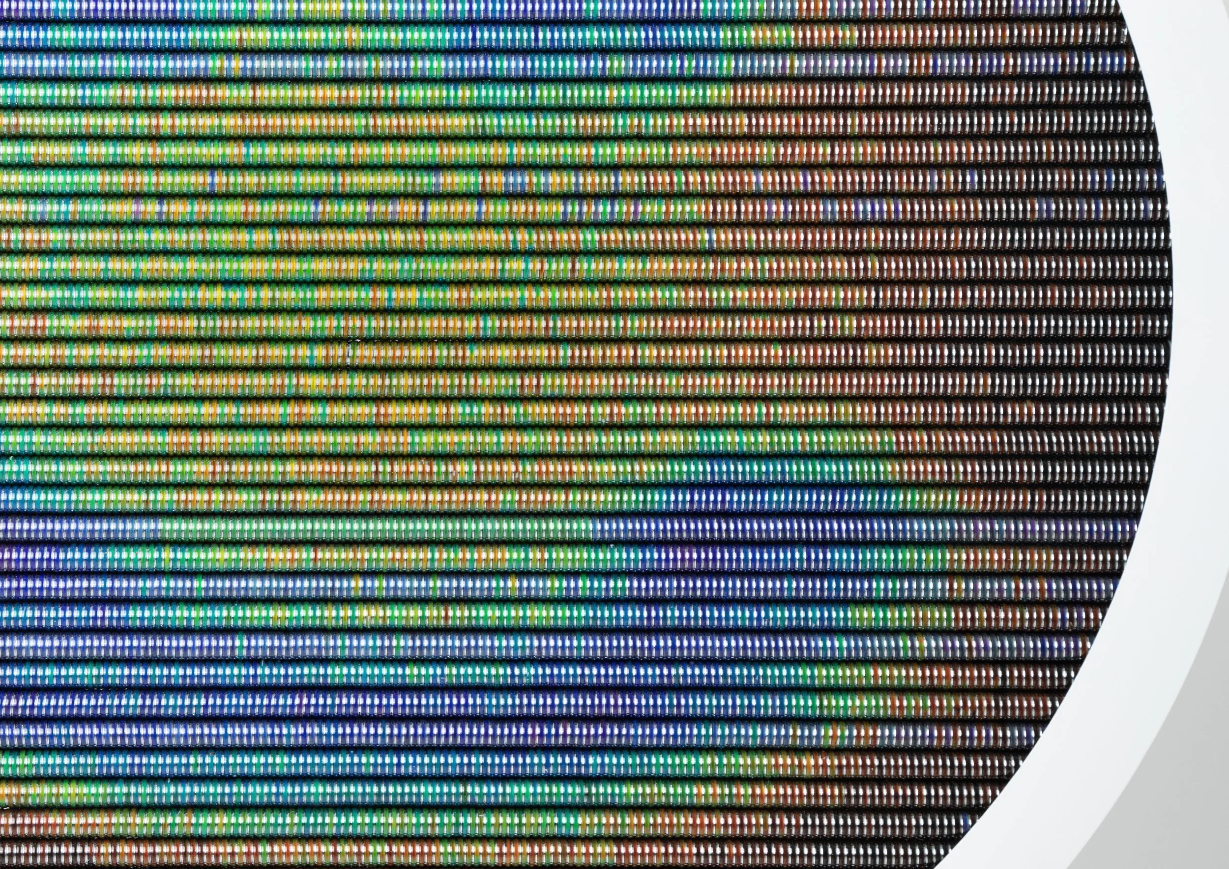 Mood, 2022. 1.8x1.8m. Powder coated steel frame with 10,000 mood rings controlled by programmable heat pads