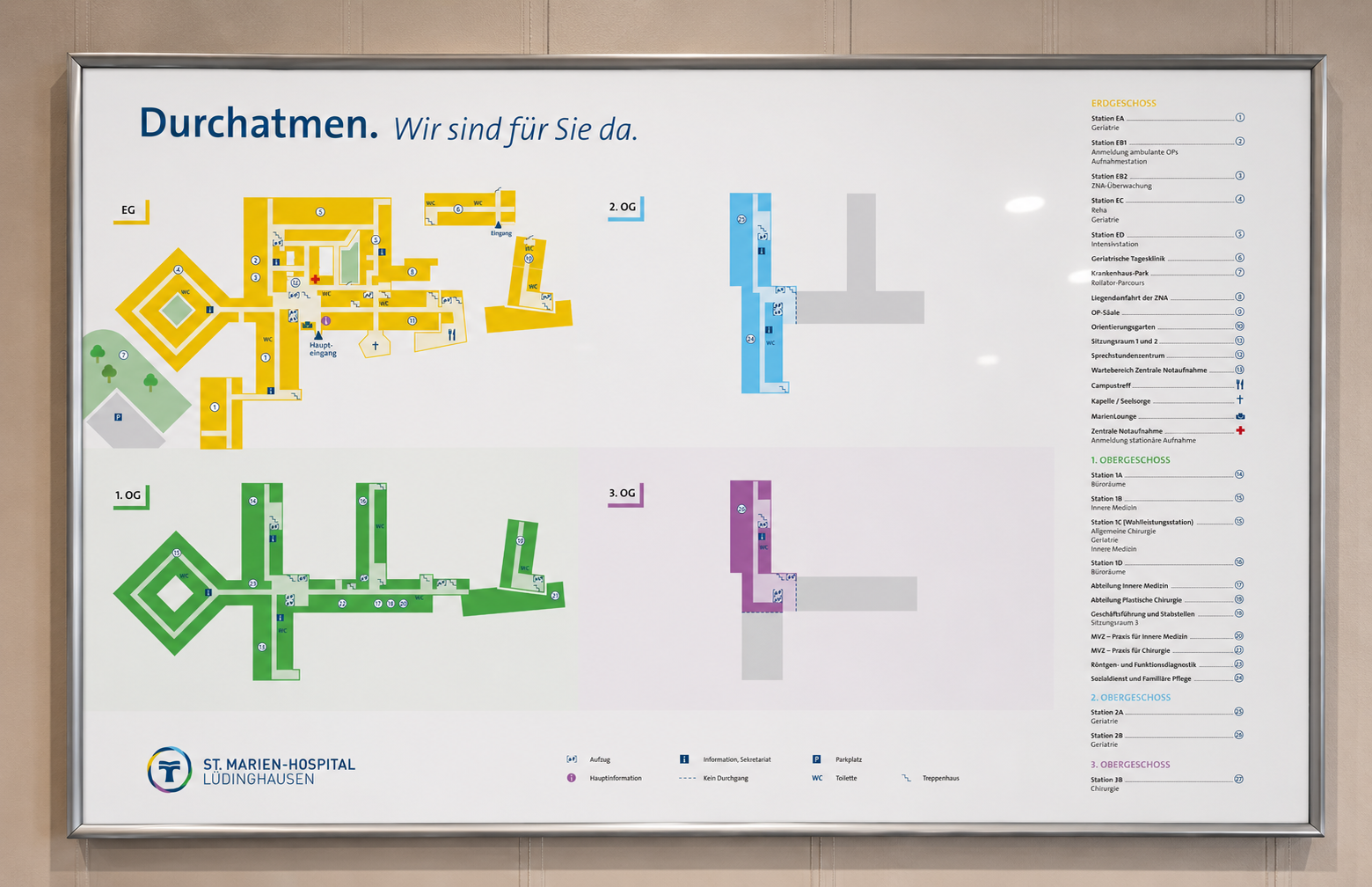 Gesamter Etagenplan im Eingangsbereich