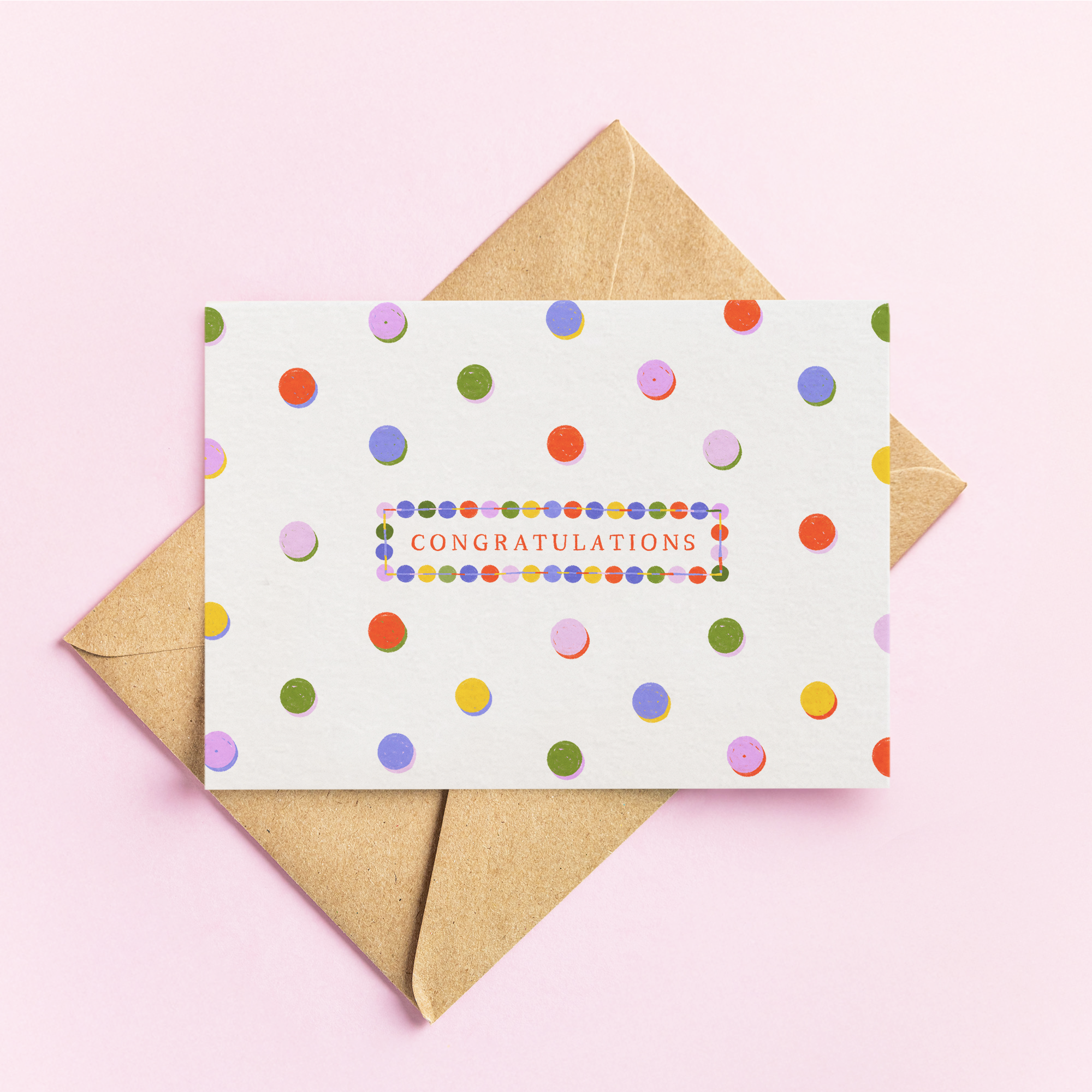 Congratulations - Colorful Polka Dot Greeting Card