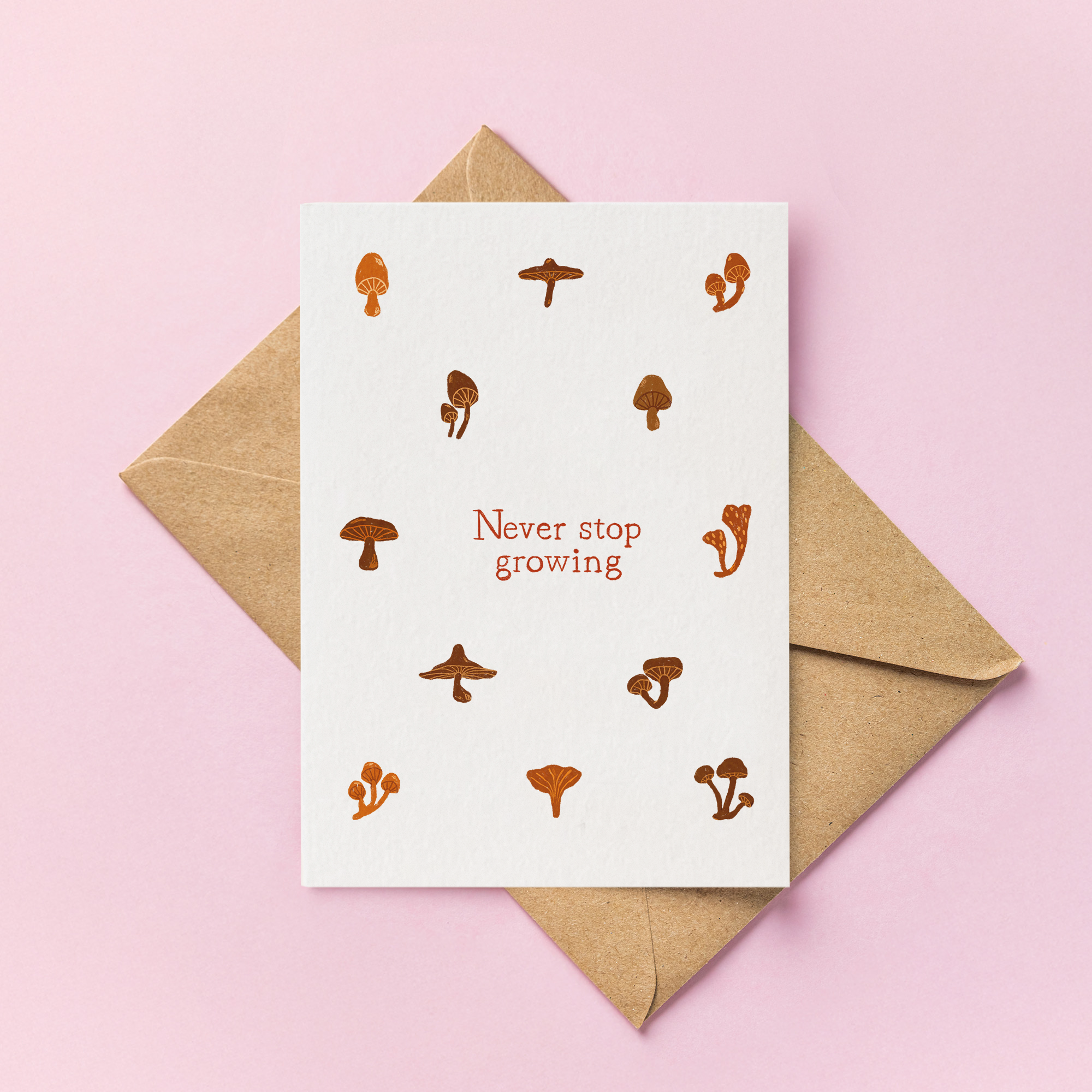Never Stop Growing - Mushroom Forest Greeting Card