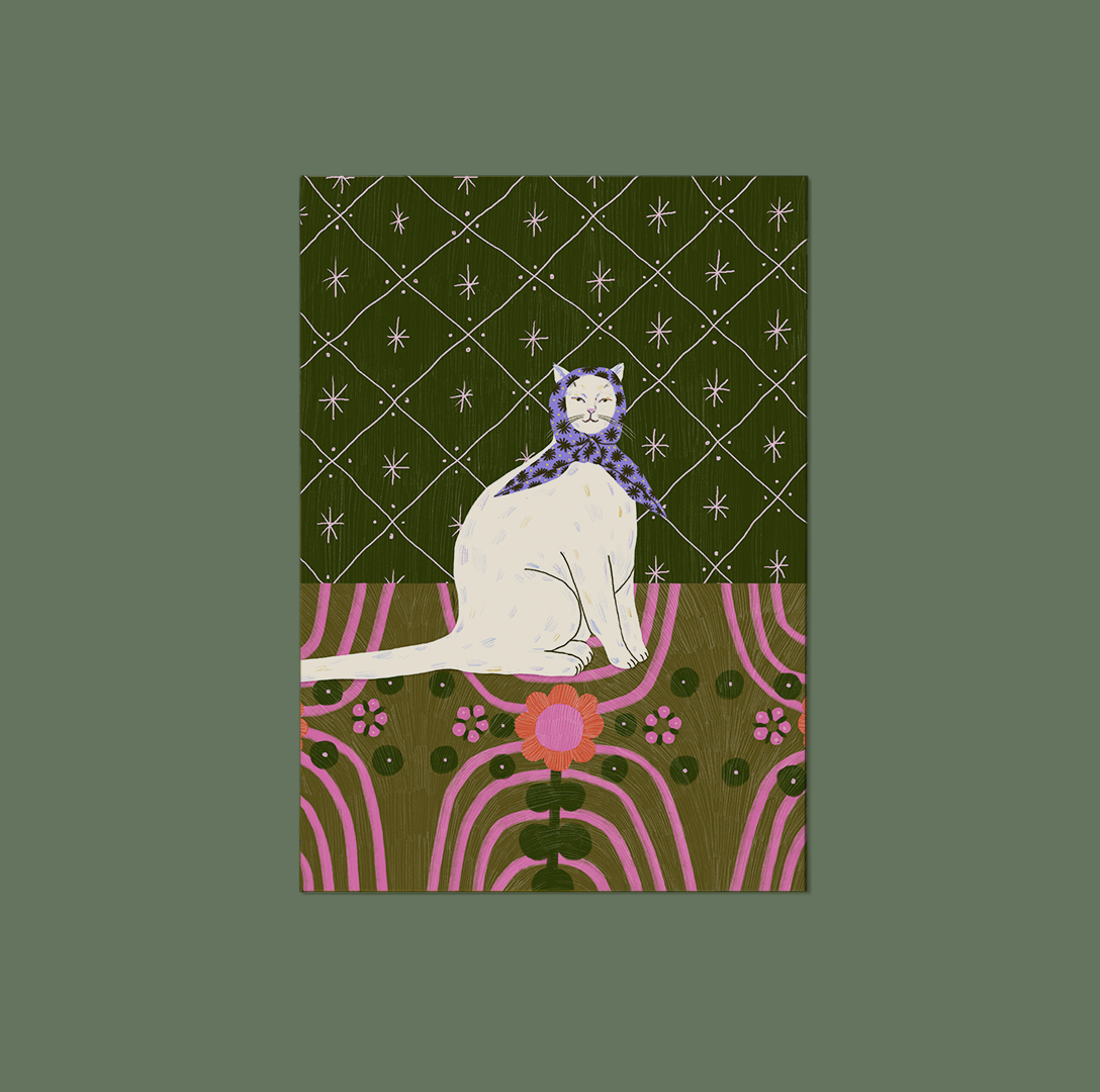 Batik Cat Mini Print / Card & Envelope