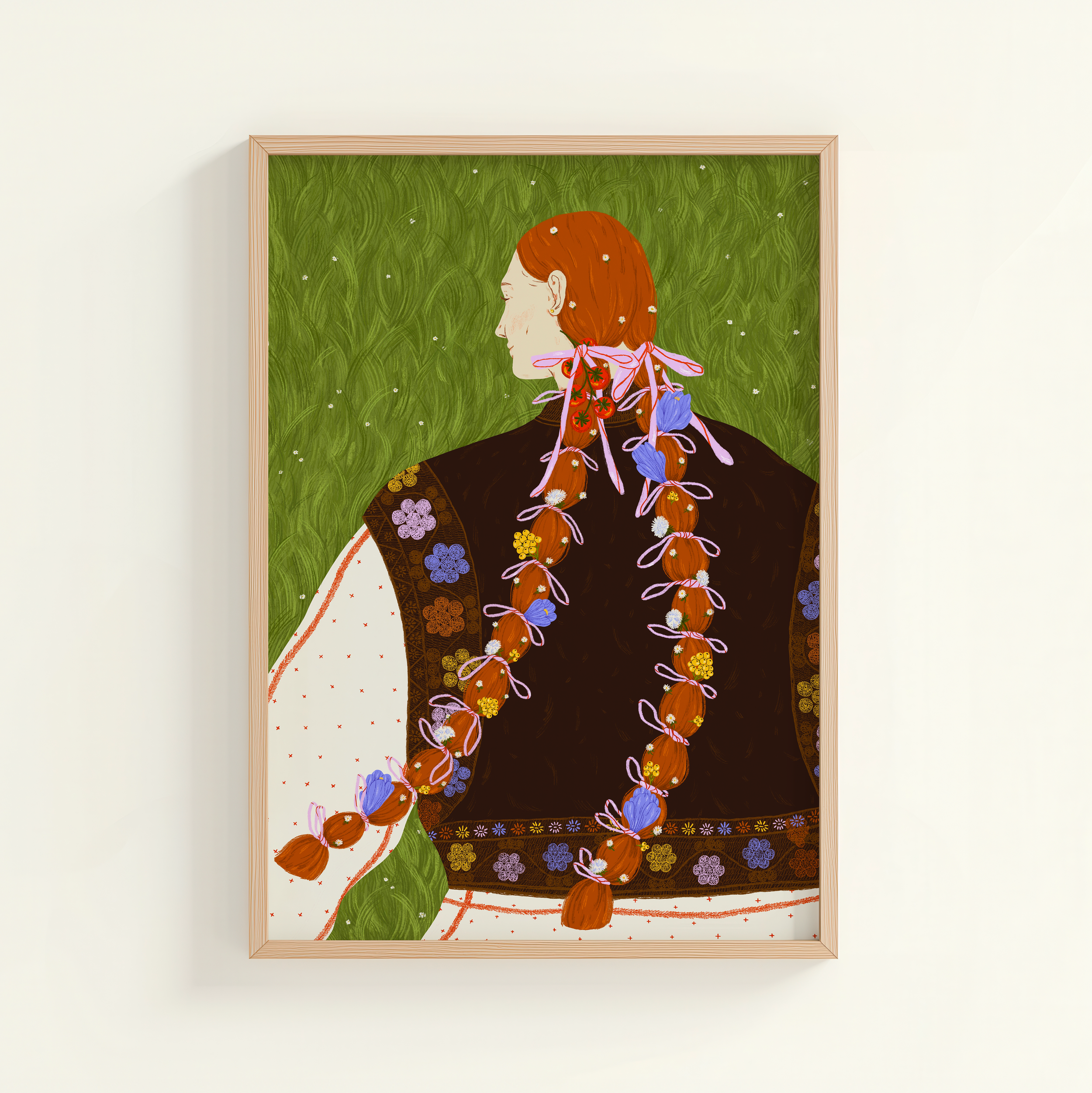 The Girl With Flowers In Her Hair - Fine Art Print