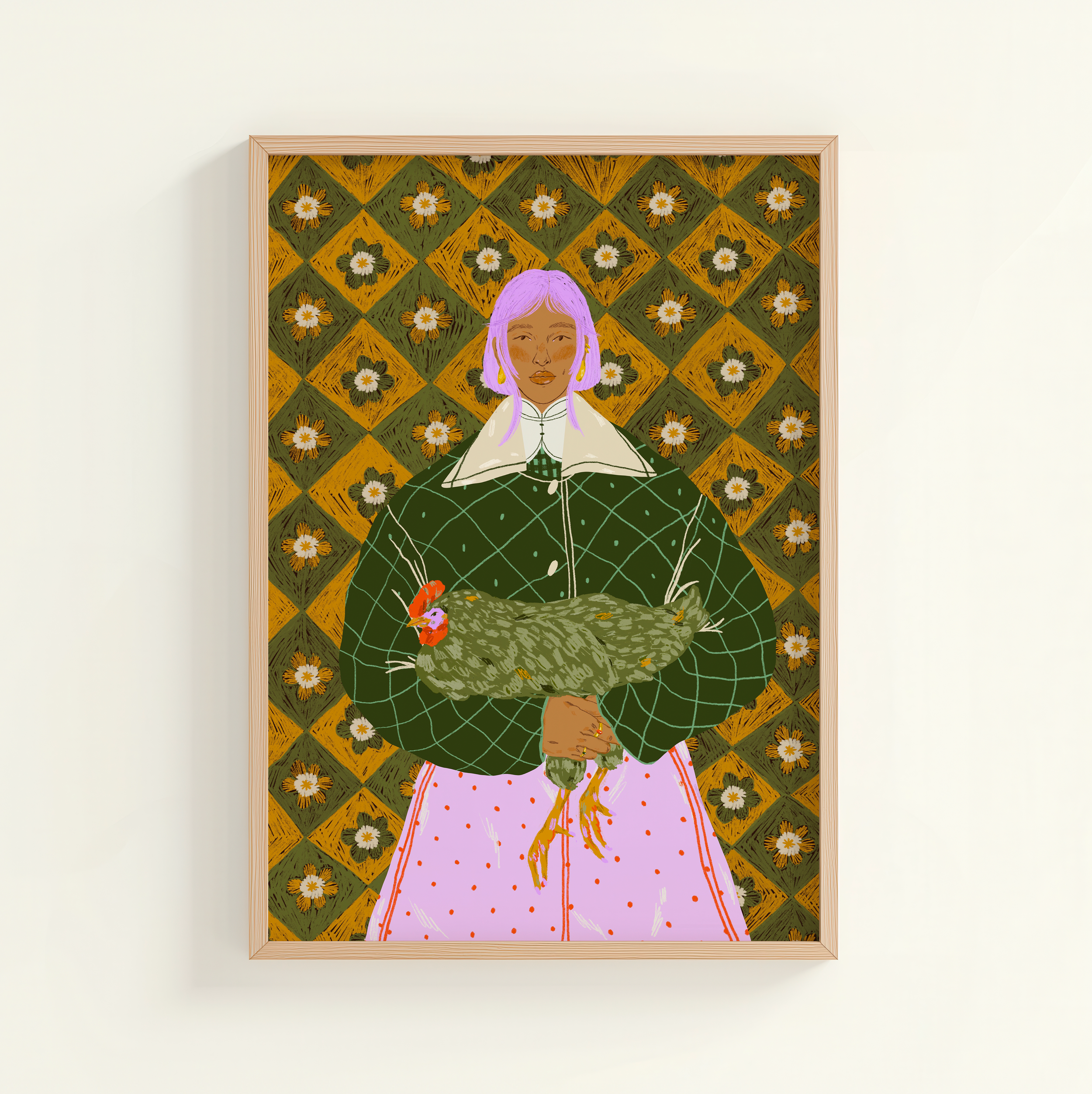 Friends - Girl & The Chicken Art Print