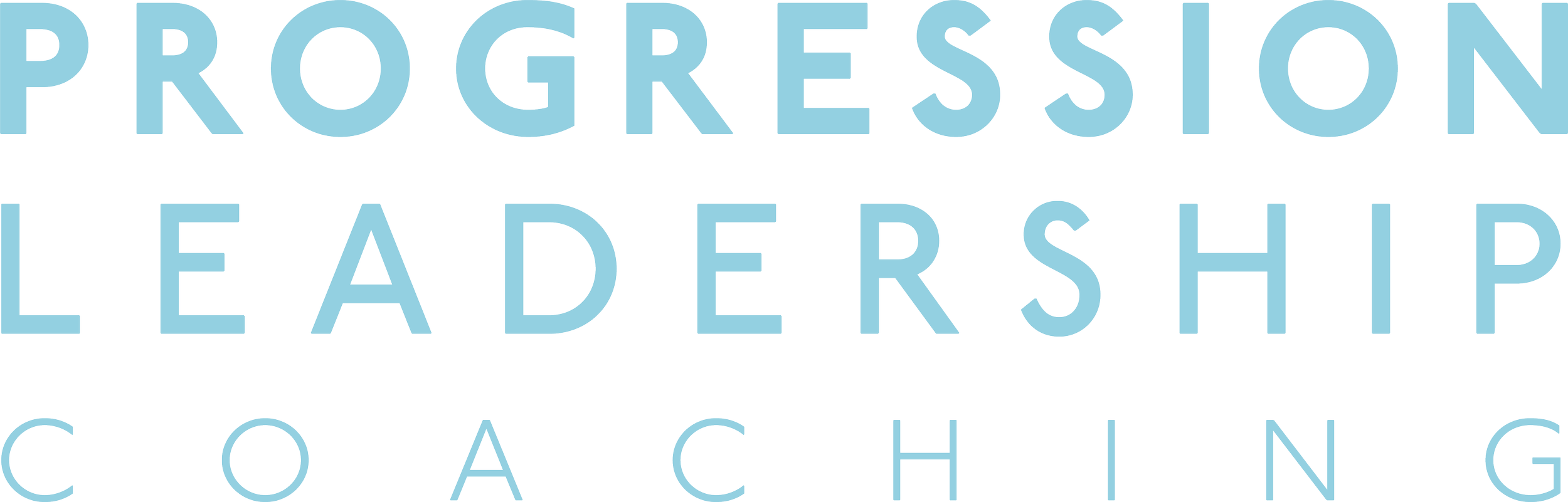 The words "Progression Leadership Coaching" displayed in large, light blue font against a black background.