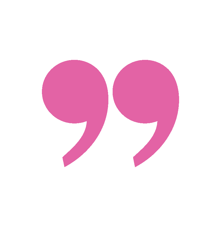 Pink quotation marks on a black background.
