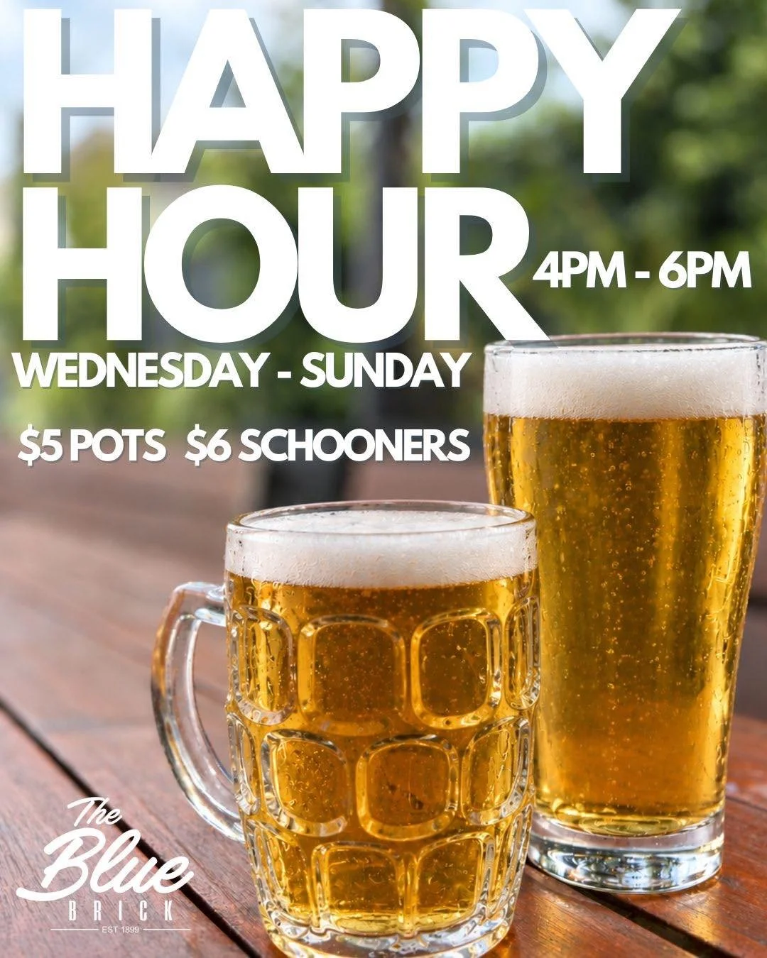 Happy hour hits different at the Bluey 🍻
$5 pots &amp; $6 schooners, Wednesday to Sunday, 4&ndash;6pm.

#thebluebrick #pubs #beer #happyhourdrinks  #aussiepub #kyabram