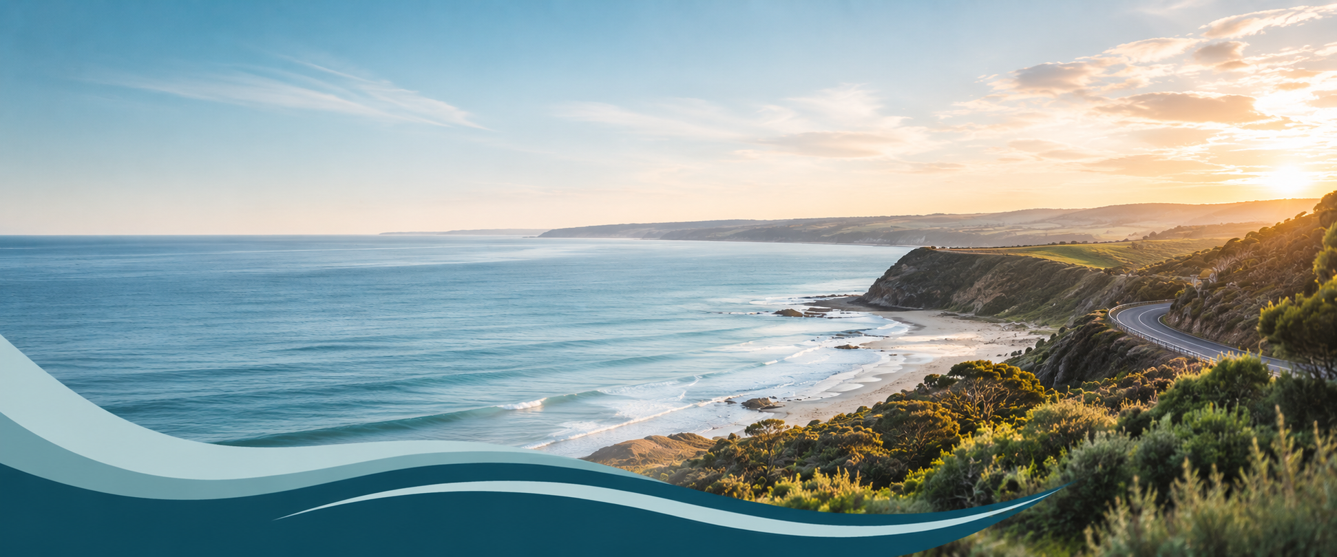 Coastal landscape with ocean and rolling hills representing the Coast to Vines Advisory brand