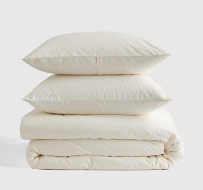 QUINCE — Organic Brushed Cotton Duvet Cover Set in Ivory (Full/Queen)
