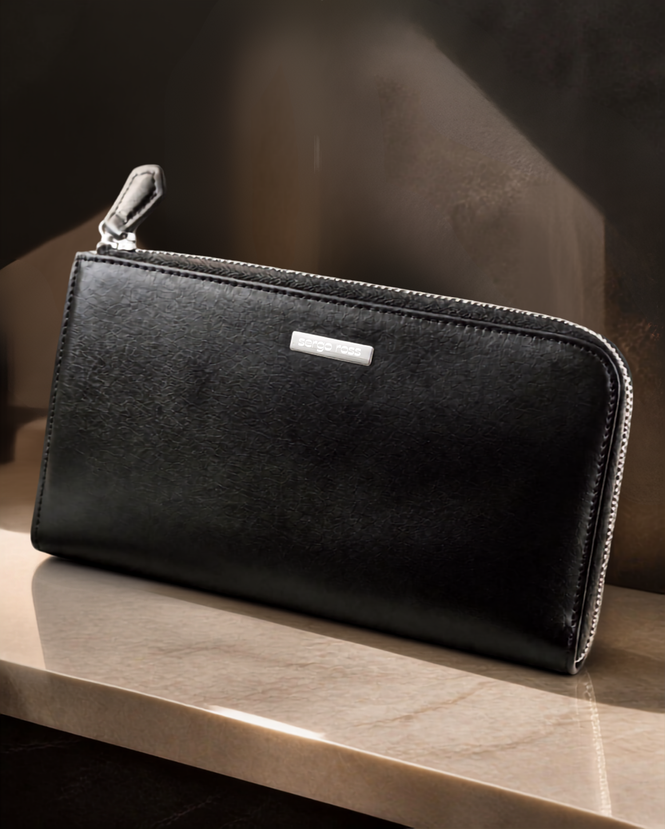 SERGIO ROSSI — Leather Zip-Around Continental Wallet