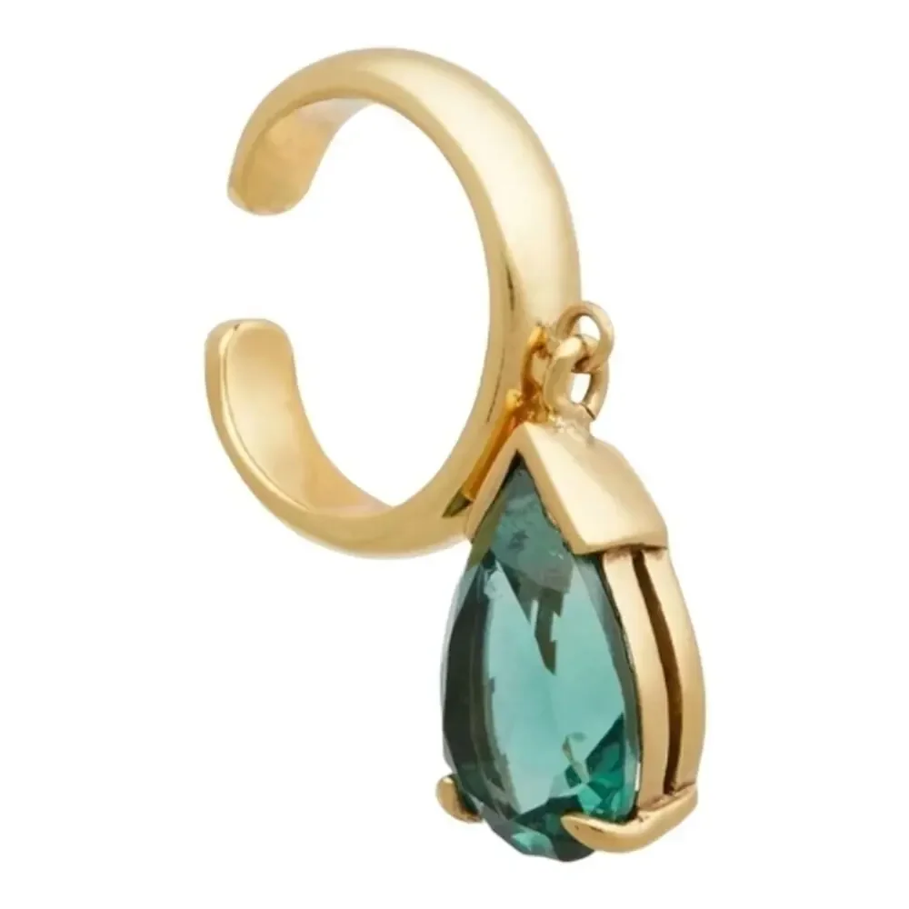 CORNELIA WEBB — 24K Gold-Plated Quartz Ear Cuff in Emerald Green (Single)