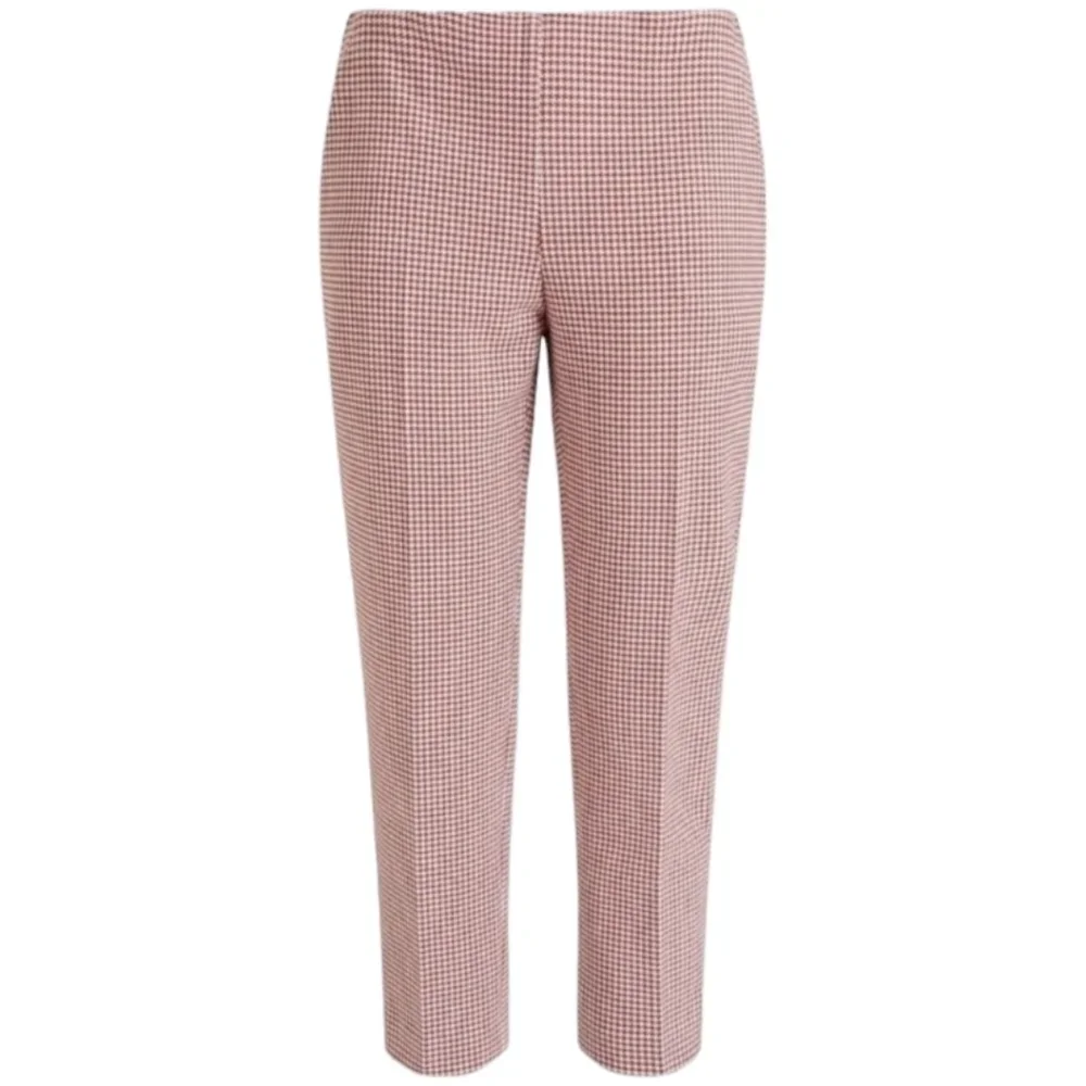 THEORY — Treeca Cropped Houndstooth Stretch Pants in Brick (Size 10)