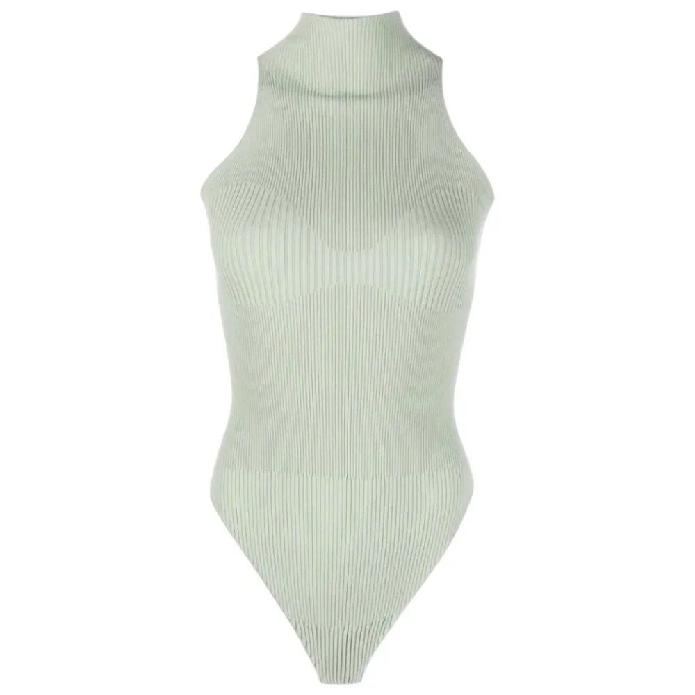 AERON — Ribbed Turtleneck Bodysuit in Sage (Size Large)