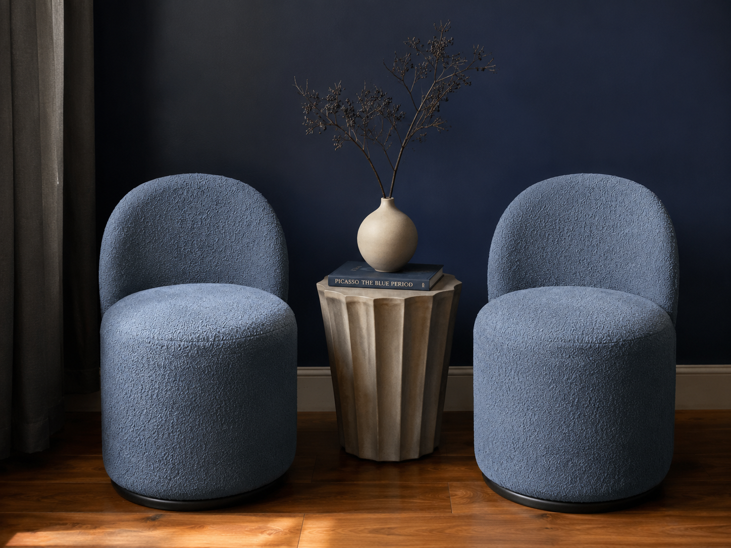 Wade Logan Annielise 20” Swivel Barrel Chair — Blue