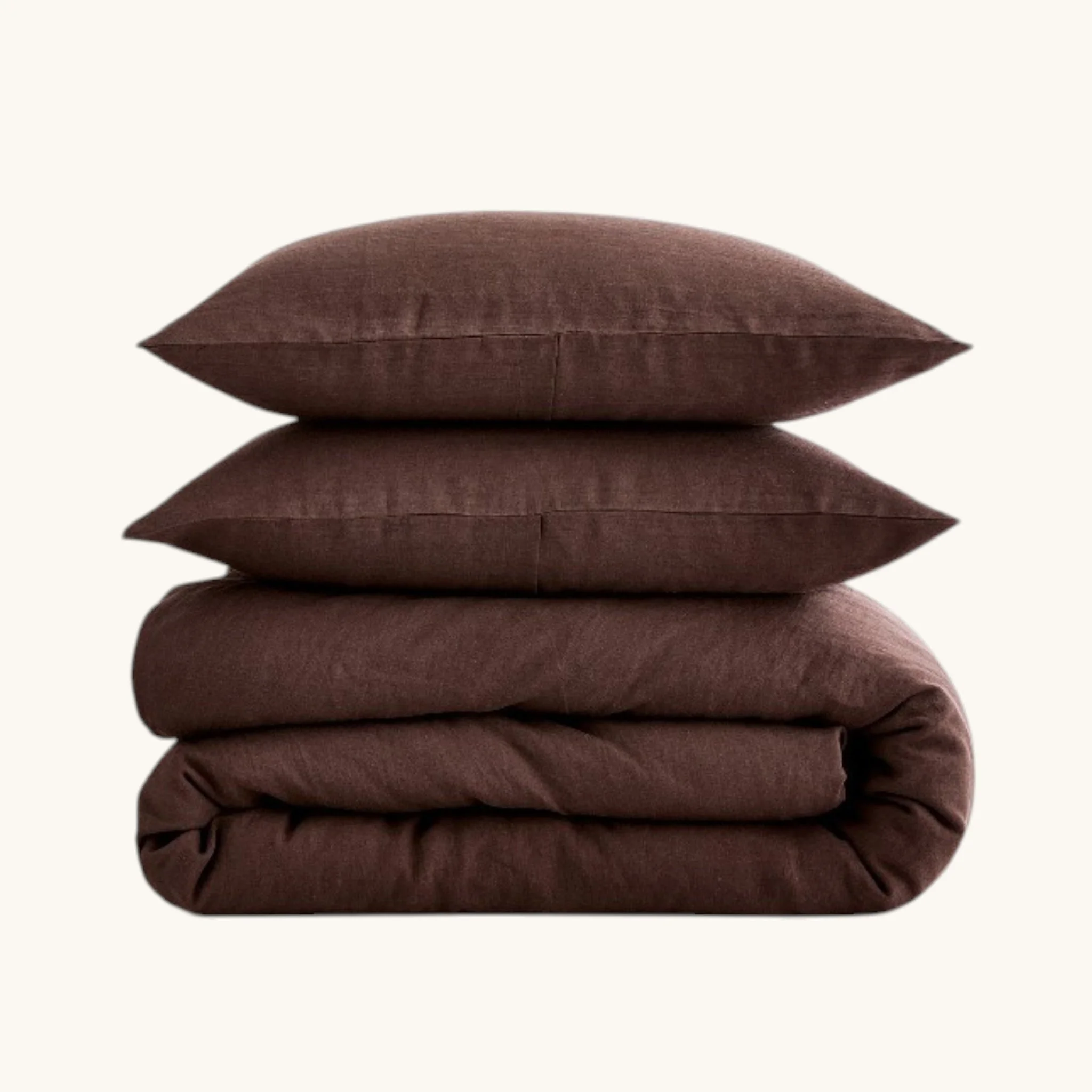 Quince — European Linen Duvet Cover Set, Full/Queen, Espresso