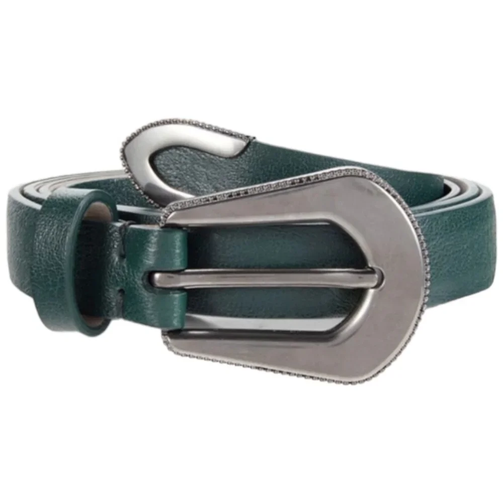 BRUNELLO CUCINELLI — Monili-Embellished Leather Draping Belt in Green
