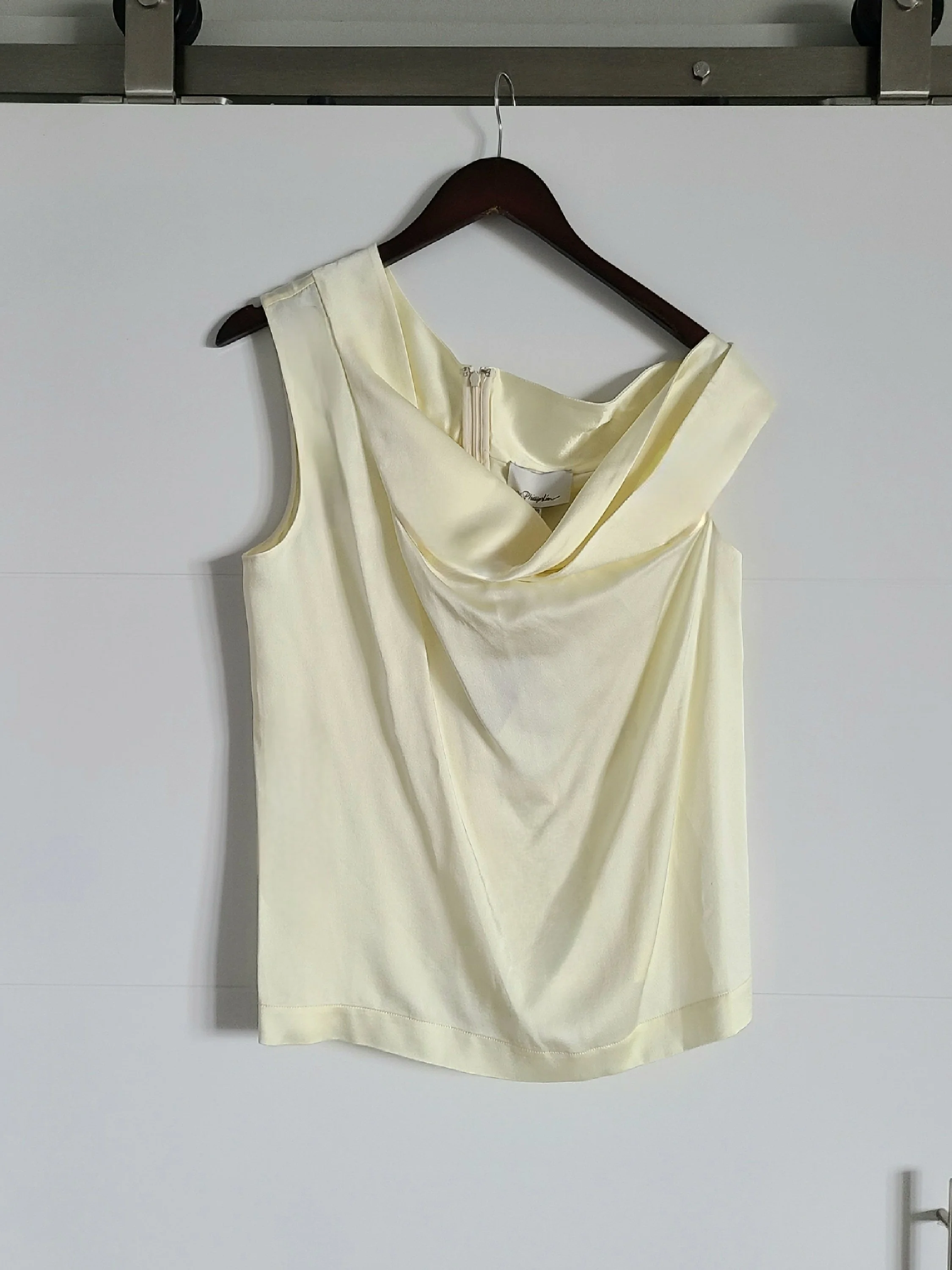 3.1 PHILLIP LIM — One-Shoulder Sleeveless Satin Top in Champagne (Size 10)