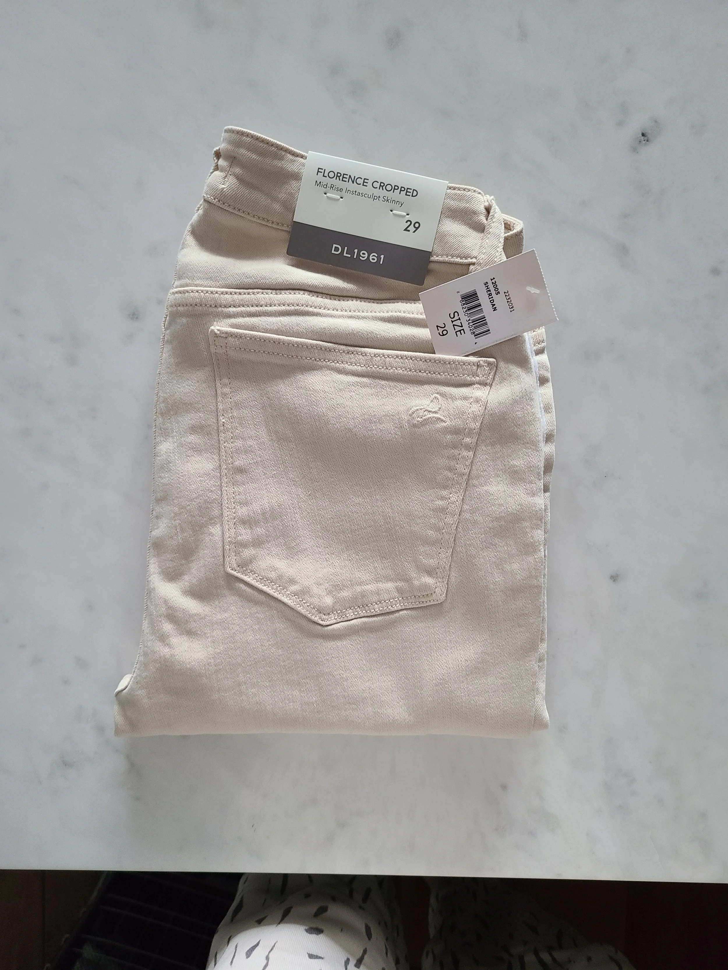 DL1961 — Florence Cropped Canvas-Trimmed Skinny Jeans in Ecru (Size 29)