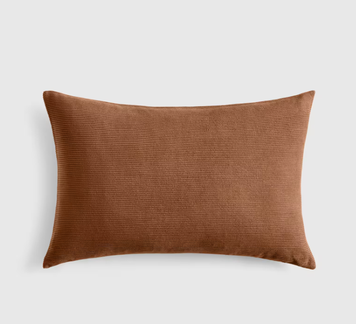 QUINCE — Corduroy Cotton Velvet Lumbar Pillow Cover in Chestnut (12" x 20")