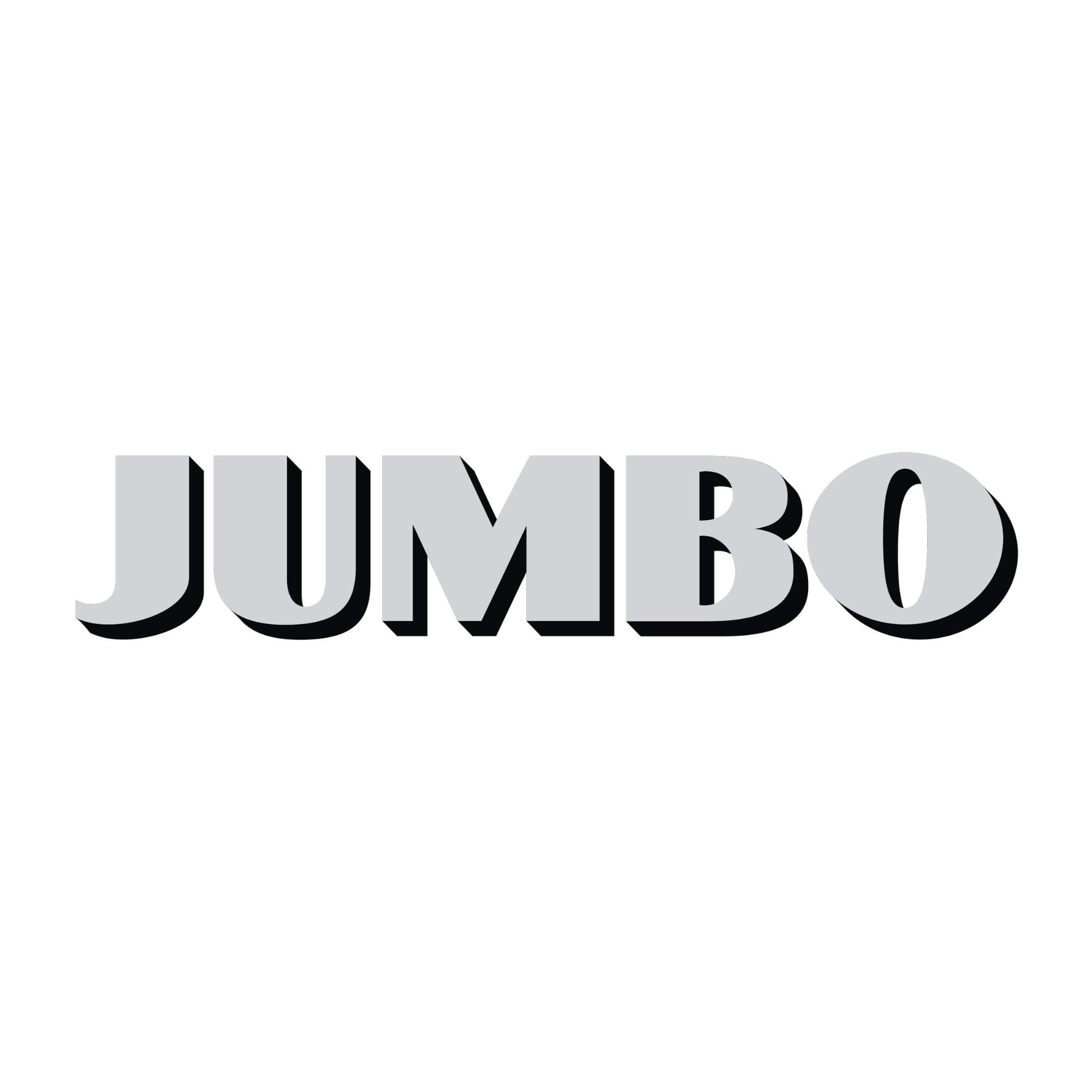 Logo van het filmfranchise 'Jumanji', zwart en grijs op zwart achtergrond.