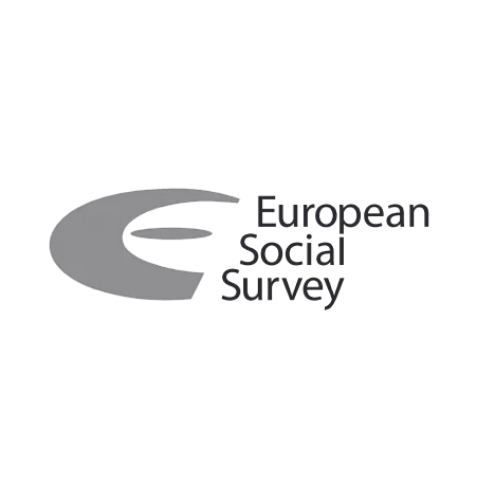 Logo van Europarion Socia Survey met een grote grijze boog en de tekst 'European Social Survey' ernaast.
