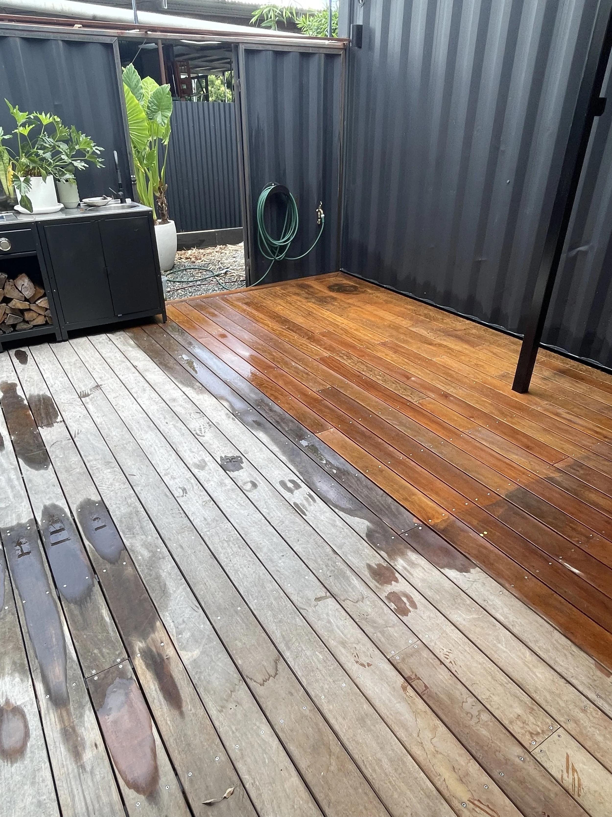 deck in process of being cleaned