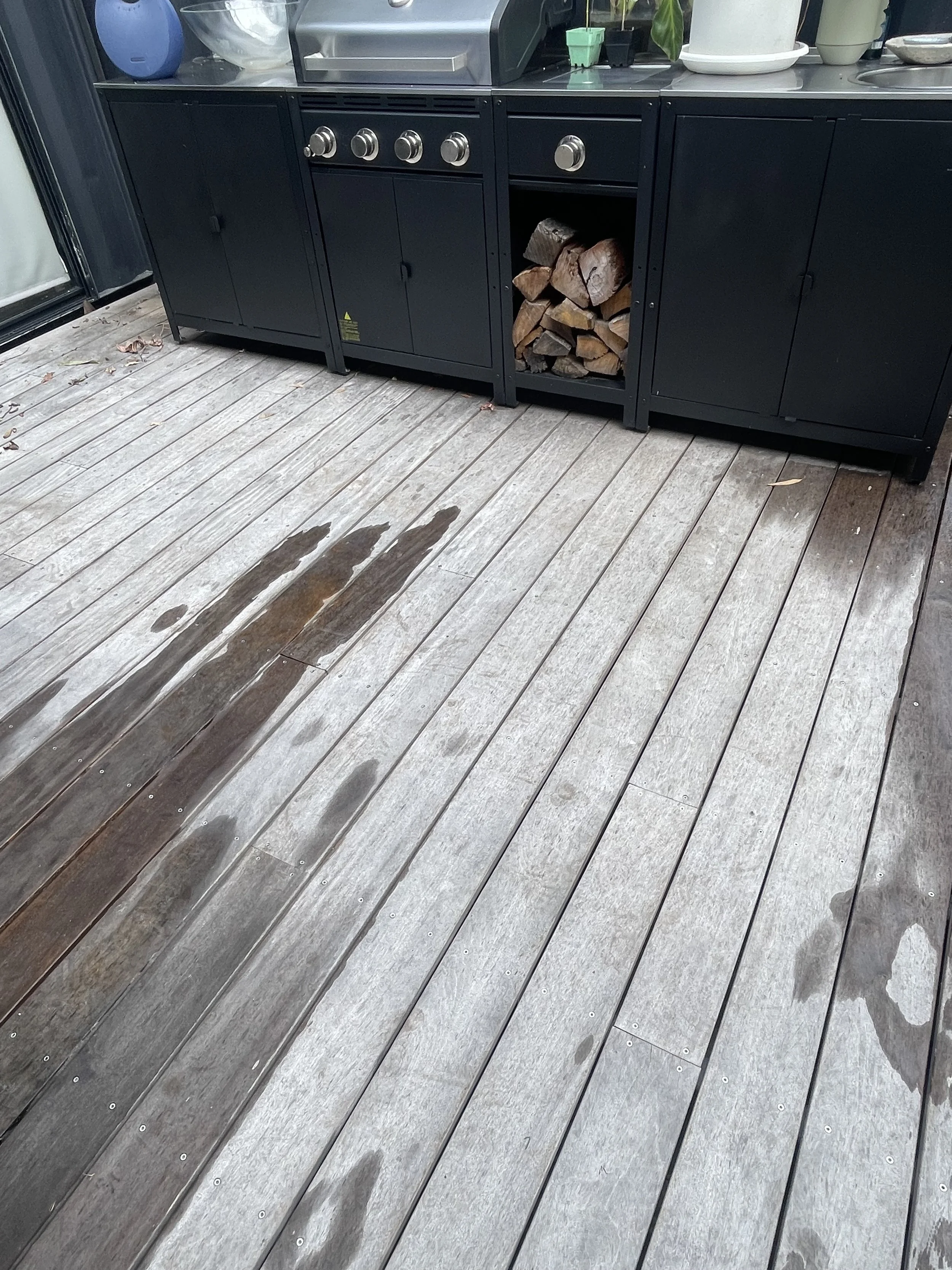 tired weathered deck stained in mould