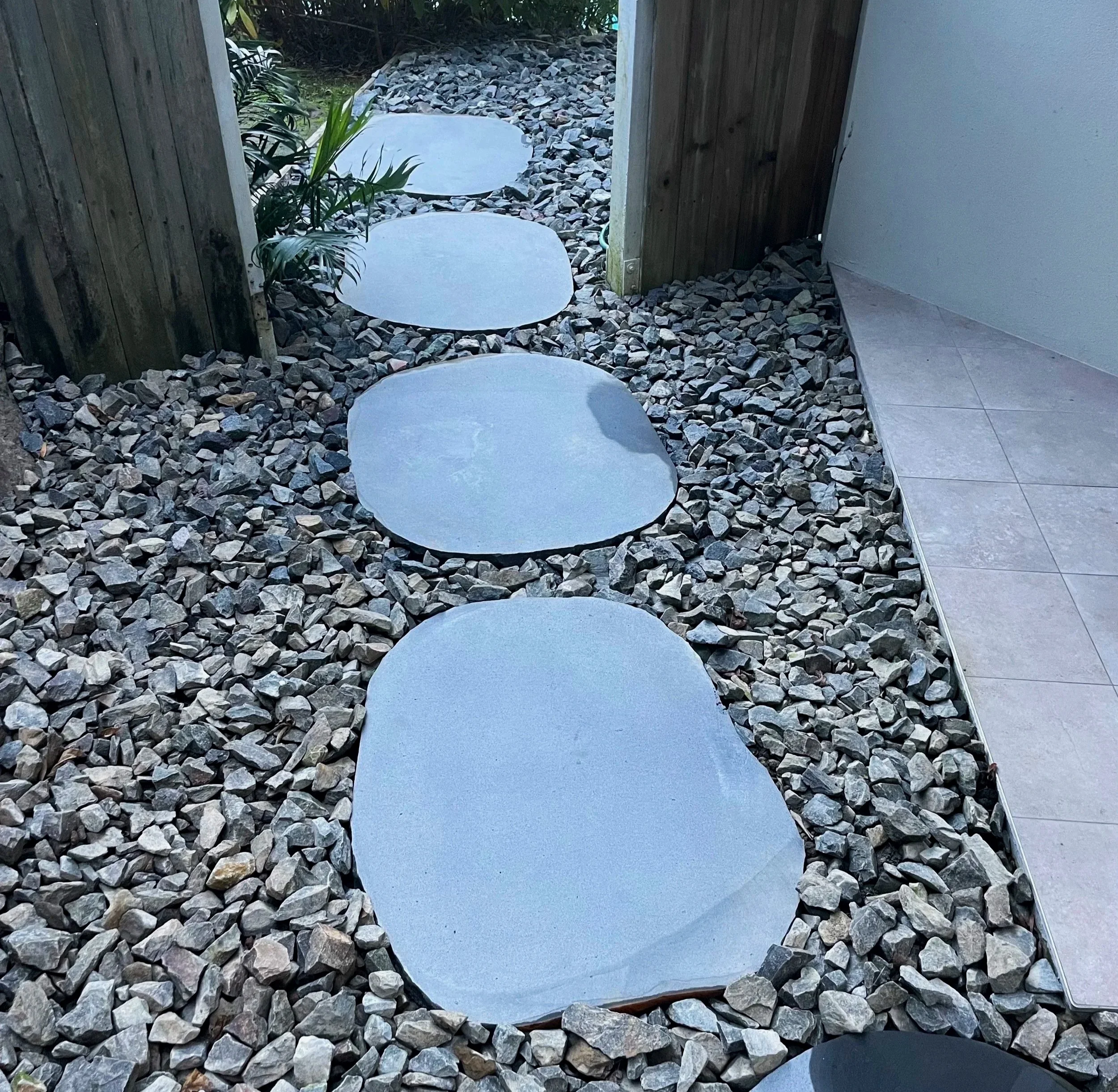 natural basalt stepping stone path