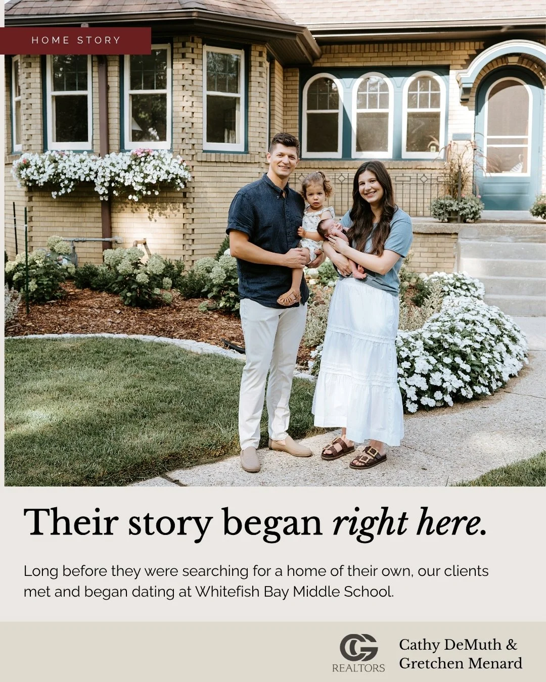 Some home searches begin with a wish list. This one began years ago at Whitefish Bay Middle School.

Our clients met and began dating here before life carried them to different colleges, different states, new careers, and several places they called h