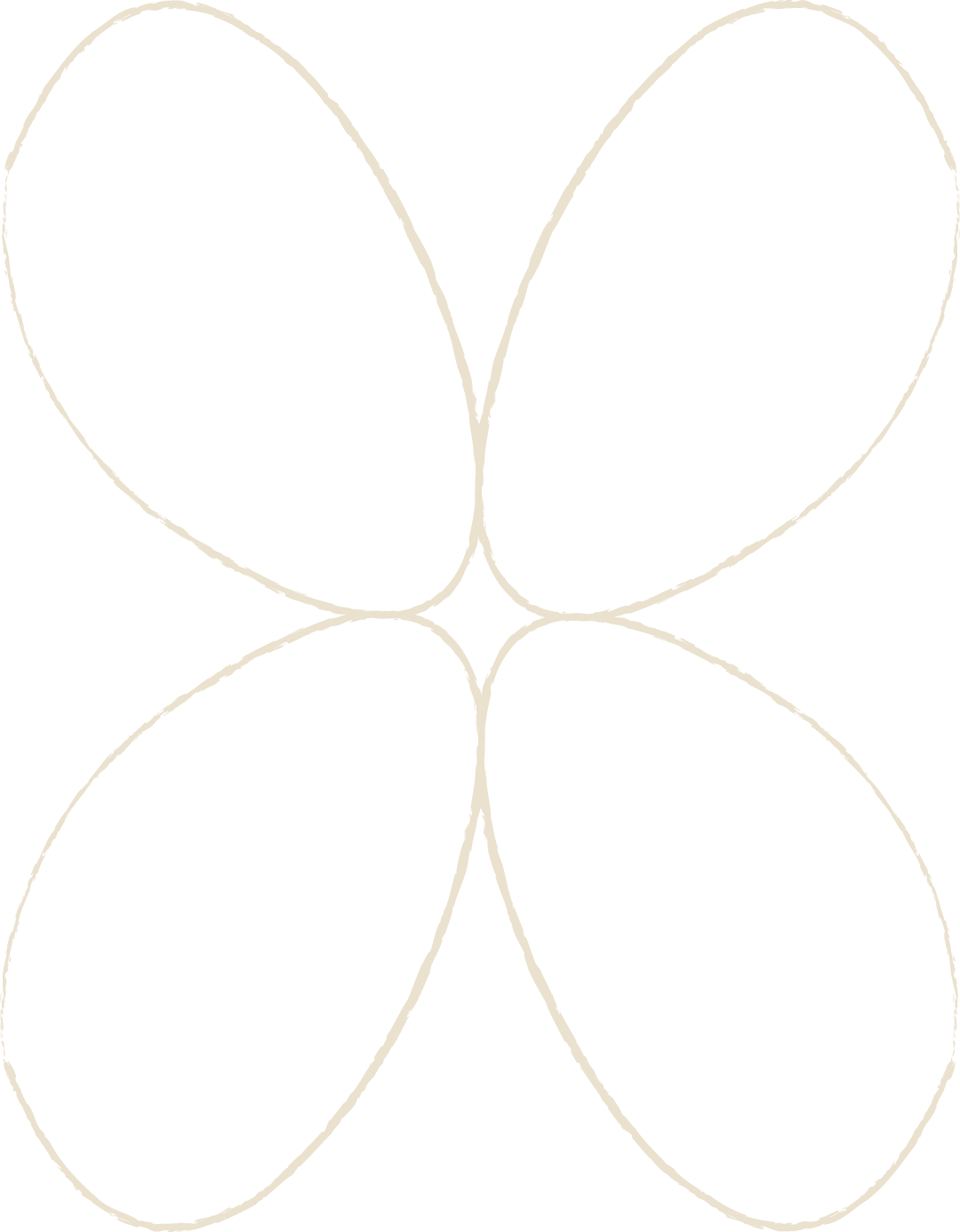 Outline of a four-leaf clover with each leaf divided into two sections, on a black background.