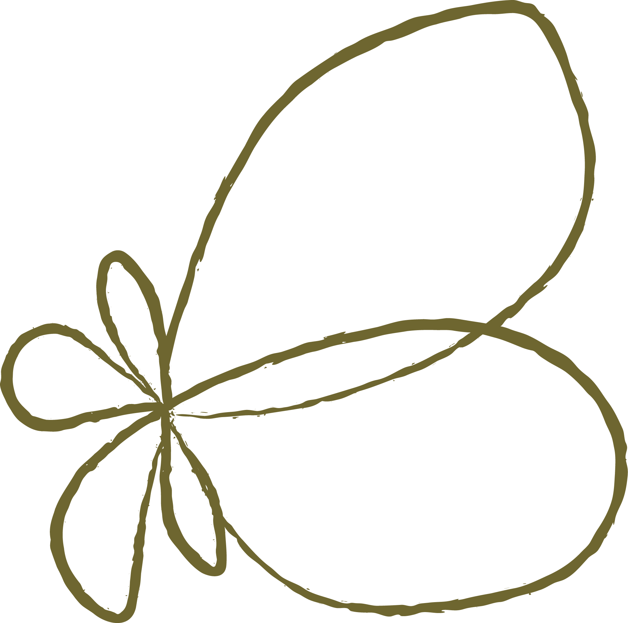 A simple line drawing of a flower in a beige color on a black background.