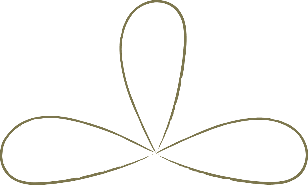 Line drawing of a three-petaled flower with elongated petals radiating from a central point.