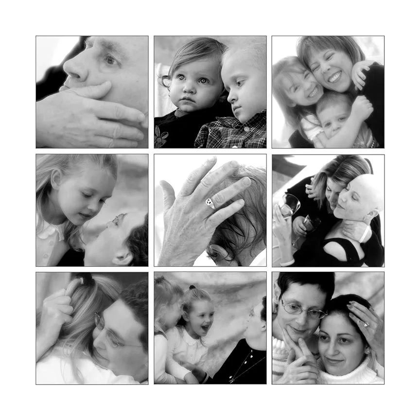 Grid of nine black and white family portraits from the Soulmarks Heal Project