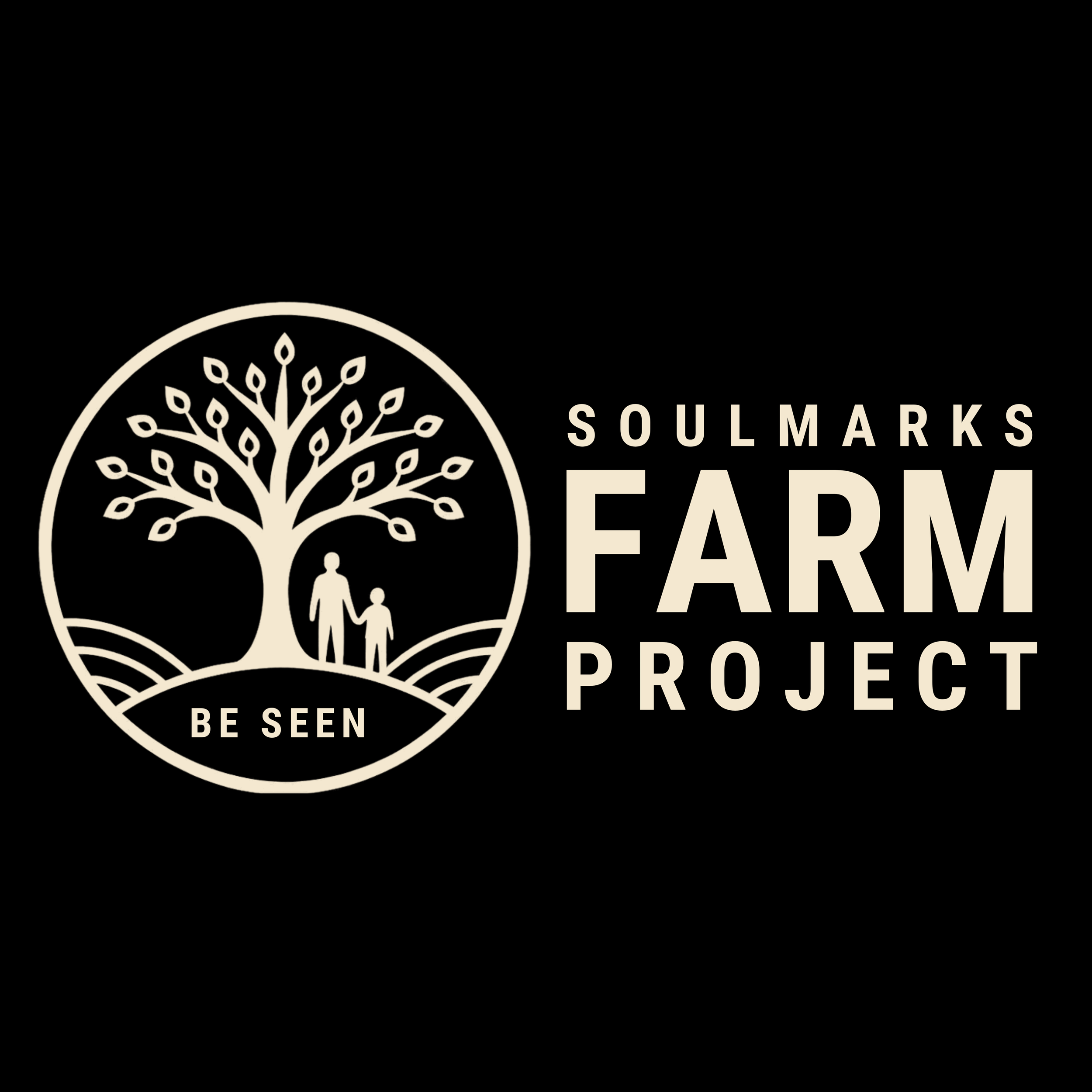 Soulmarks Farm Project logo, a tree with a parent and child beneath it