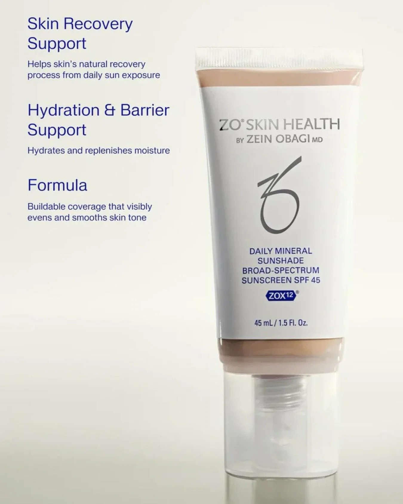 Now carrying the newly launched Daily Mineral Sunshade Broad-Spectrum SPF 45! ☀️

This all-mineral sunscreen comes in six buildable shades that blend seamlessly for a beautiful, second-skin finish. It also contains the exclusive ZOX12&reg; complex fo