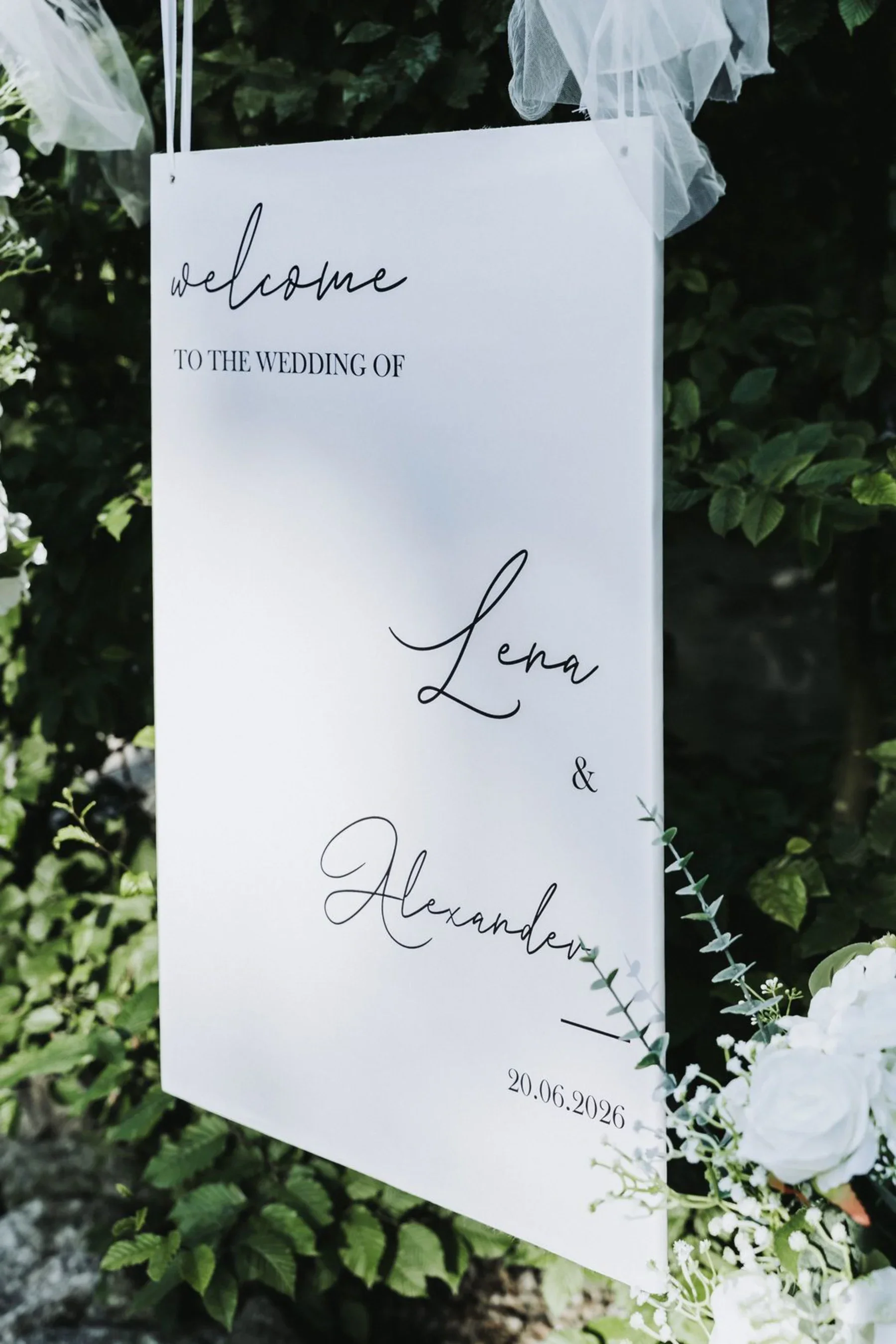 Willkommensschild zur Hochzeit beim Schlosswirt zu Anif.