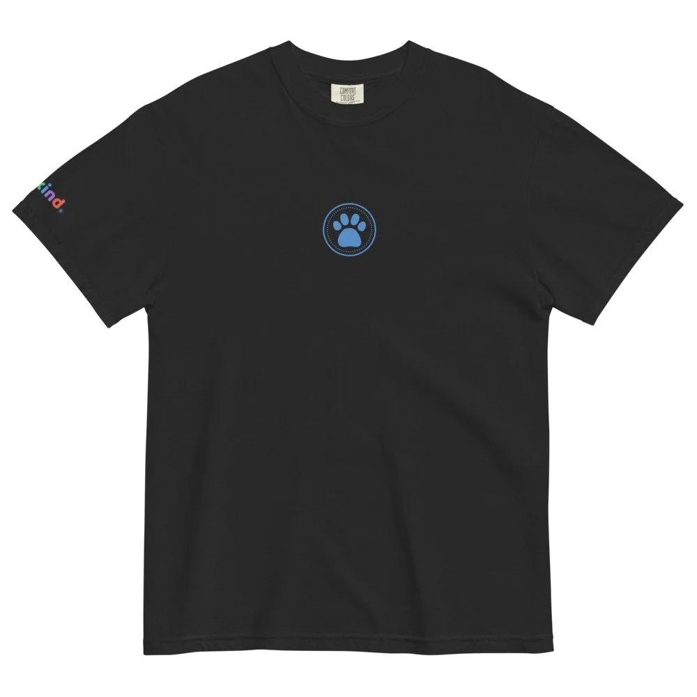 Be Kind Heavyweight Tee — Garment-Dyed Paw Print Kindness Shirt