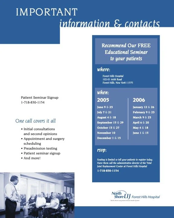 North Shore LIJ joint replacement campaign insert