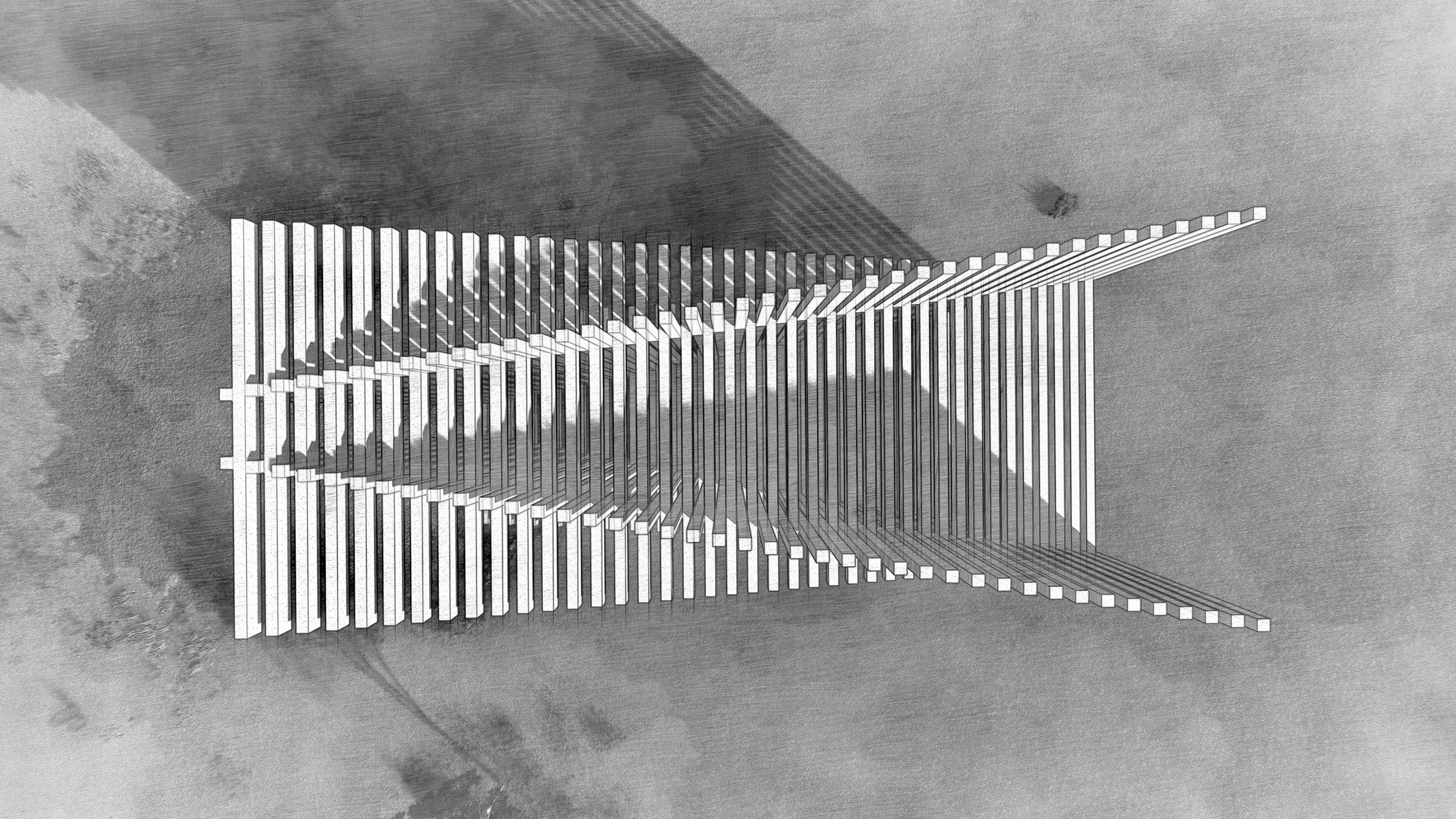 FRAME OF VIEW |  
A large outdoor pavilion organized around a large interior volume. A narrow vertical entry expands into an elevated panoramic chamber. 