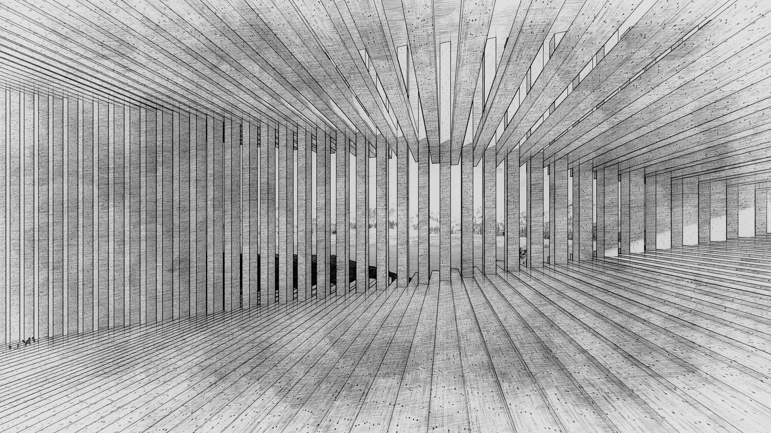 FRAME OF VIEW |  
A large outdoor pavilion organized around a large interior volume. A narrow vertical entry expands into an elevated panoramic chamber. 