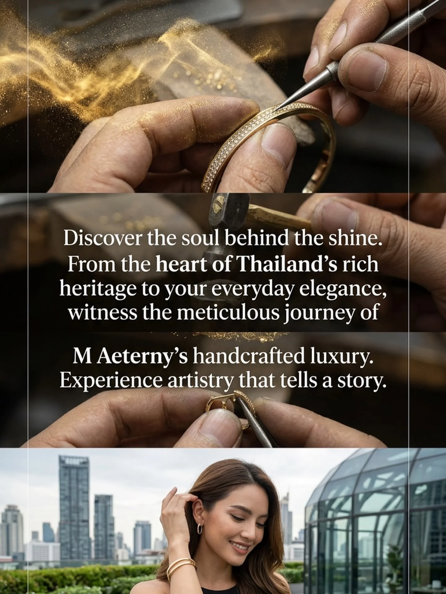 See the soul behind the shine! ✨ From Thailand&rsquo;s vibrant heritage, witness the meticulous artistry that transforms into M Aeterny&rsquo;s elegant, handcrafted jewelry. Experience affordable luxury designed to tell your unique story. Explore the