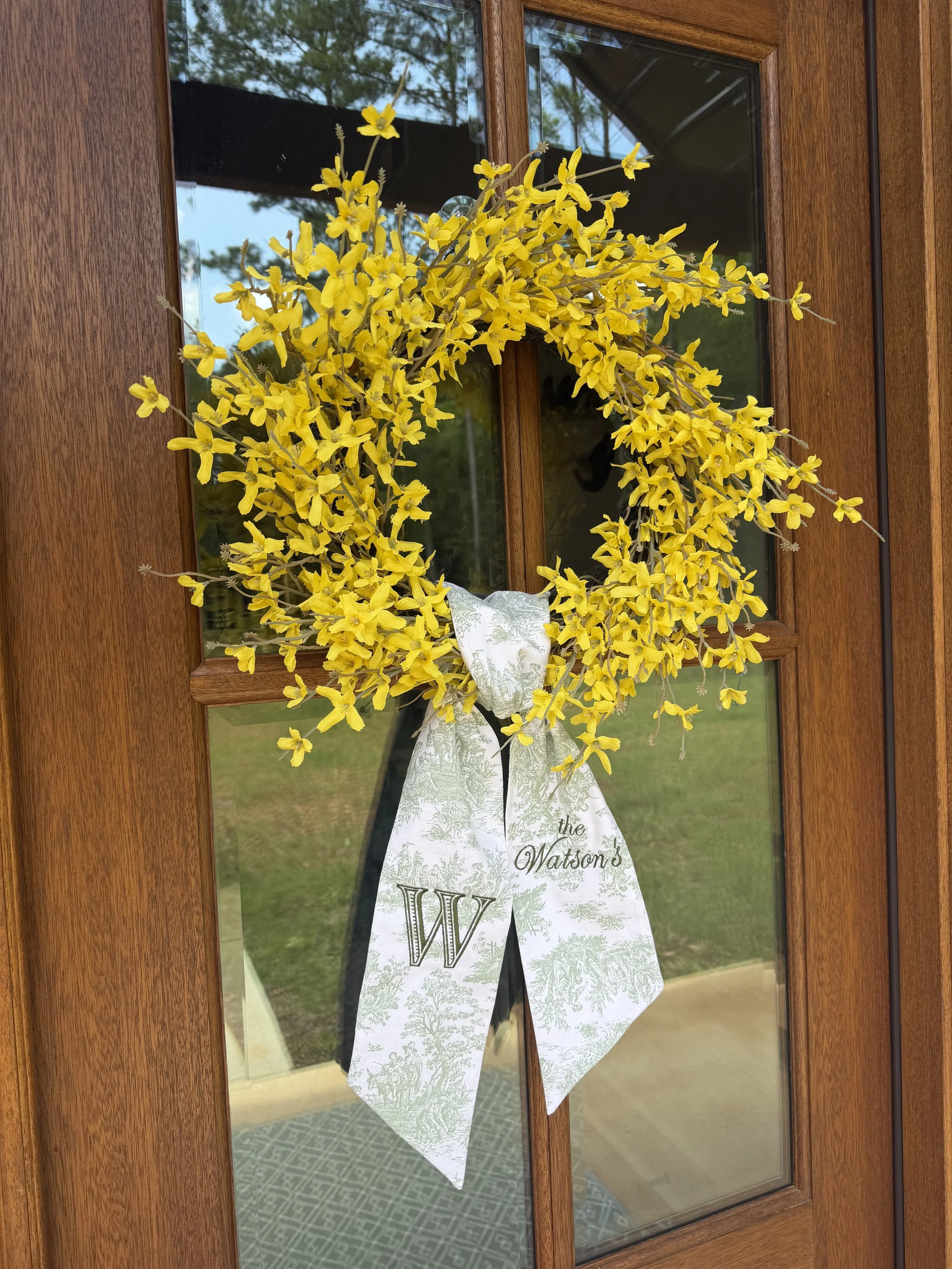 Green Toile Personalized Sash