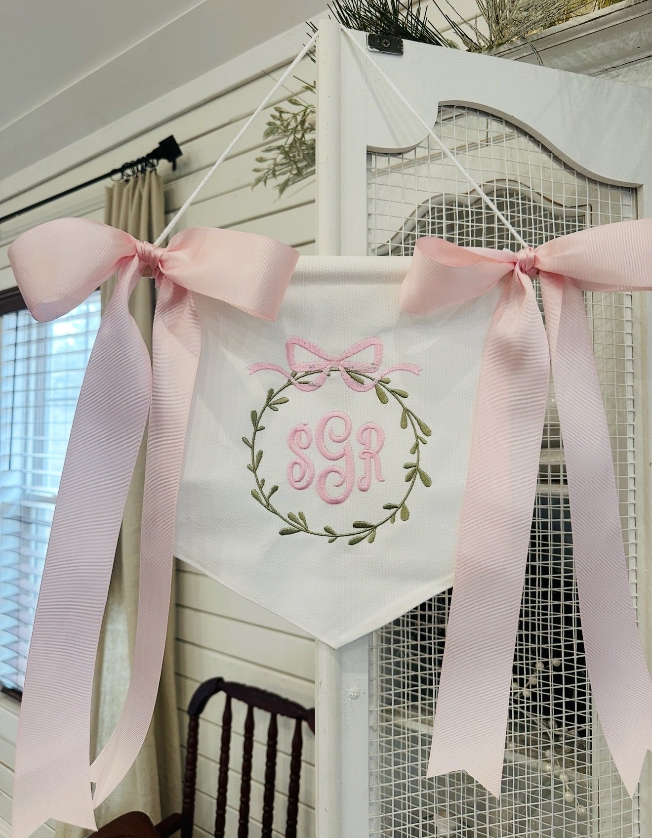 Bow Wreath Custom Baby Banner