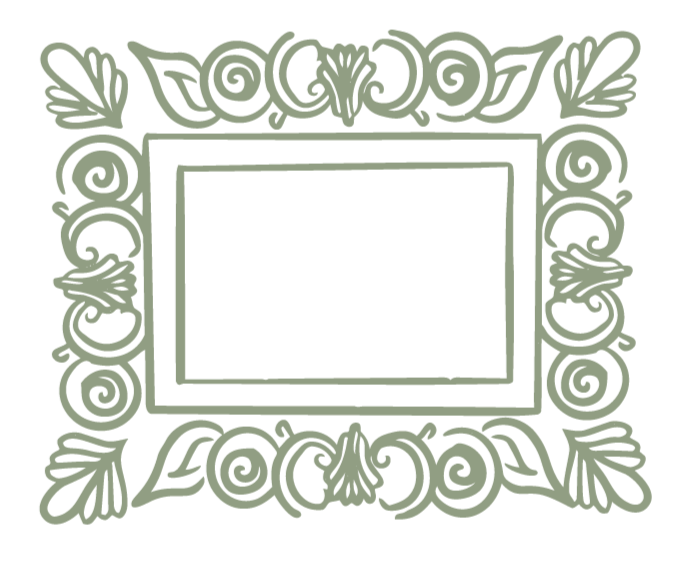 Ornate decorative frame with floral and swirl patterns surrounding a blank rectangular space.
