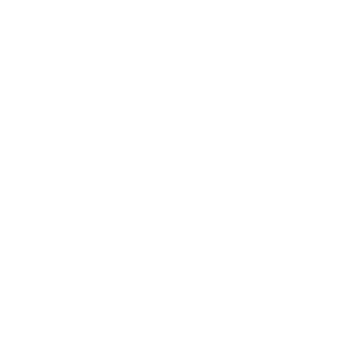 A white star inside a white circle on a black background.